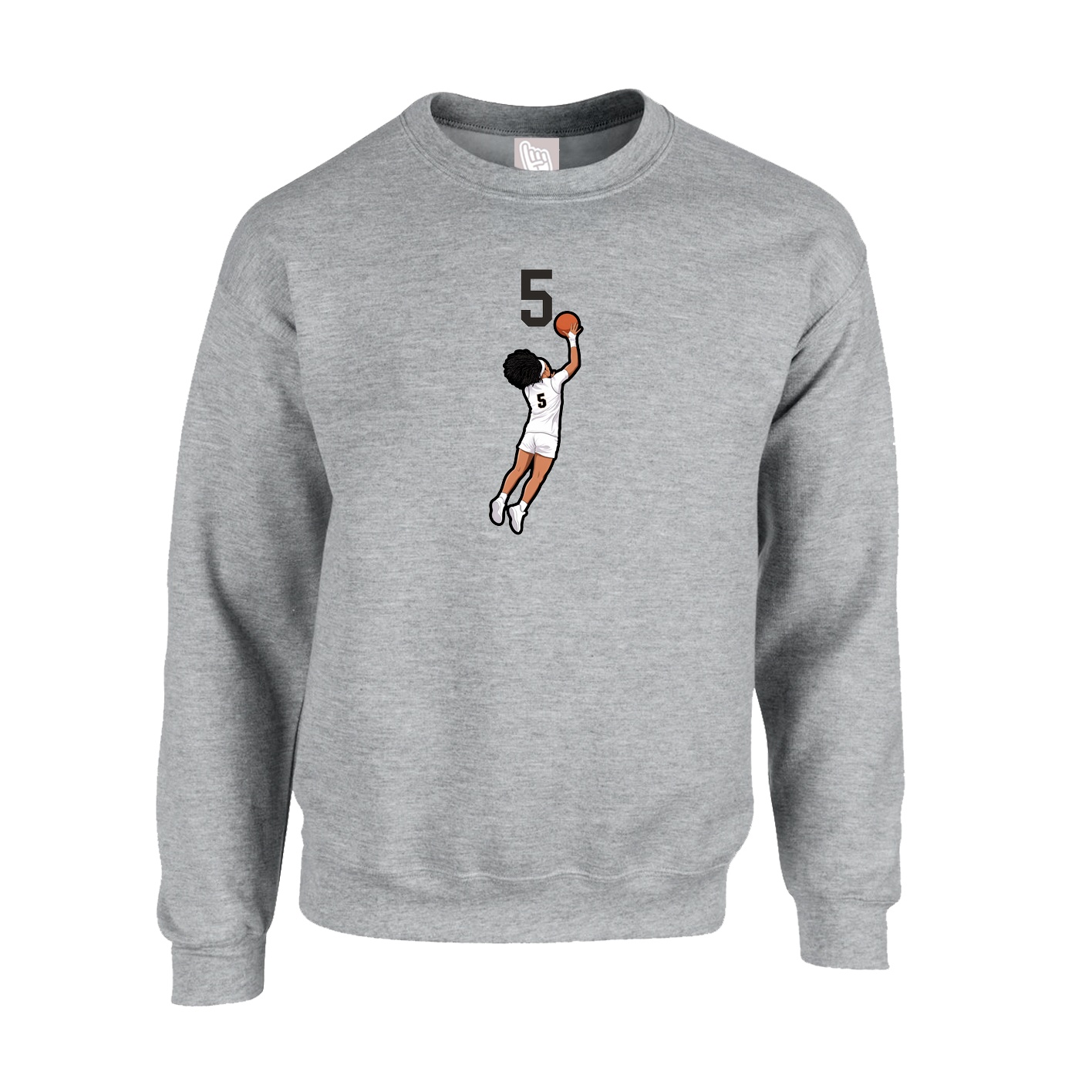 Fleece Crew — Number Top in Grey