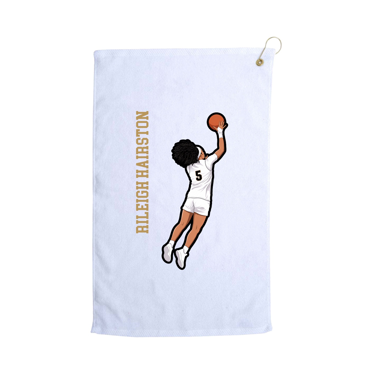 Golf Towel — Name Vertical in White