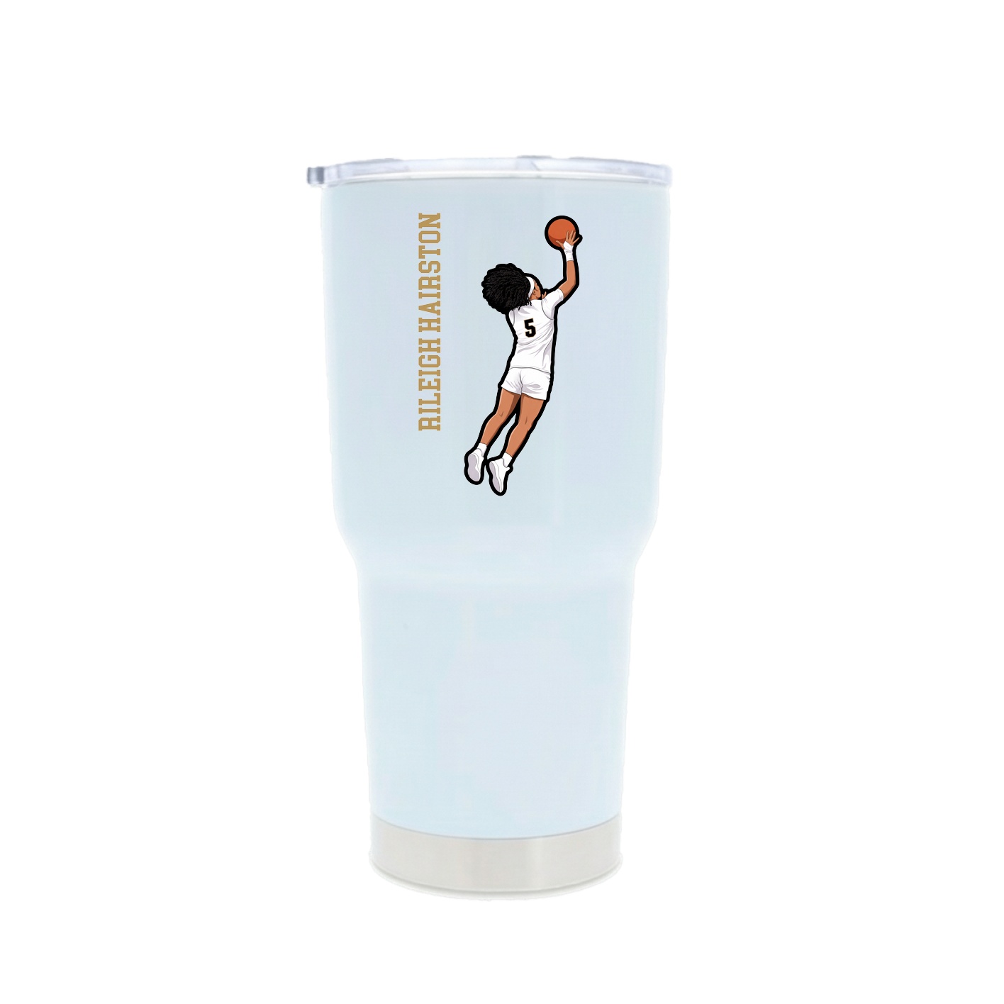 30oz Stainless Steel Tumbler — Name Vertical in White