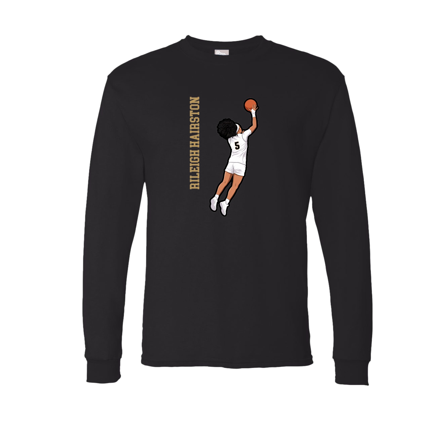 Long Sleeve Tee — Name Vertical in Black