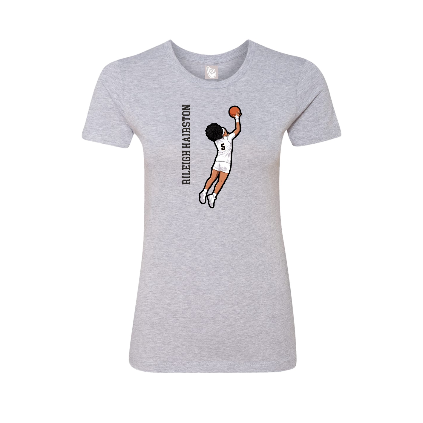 Fitted Women's Tee — Name Vertical in Grey