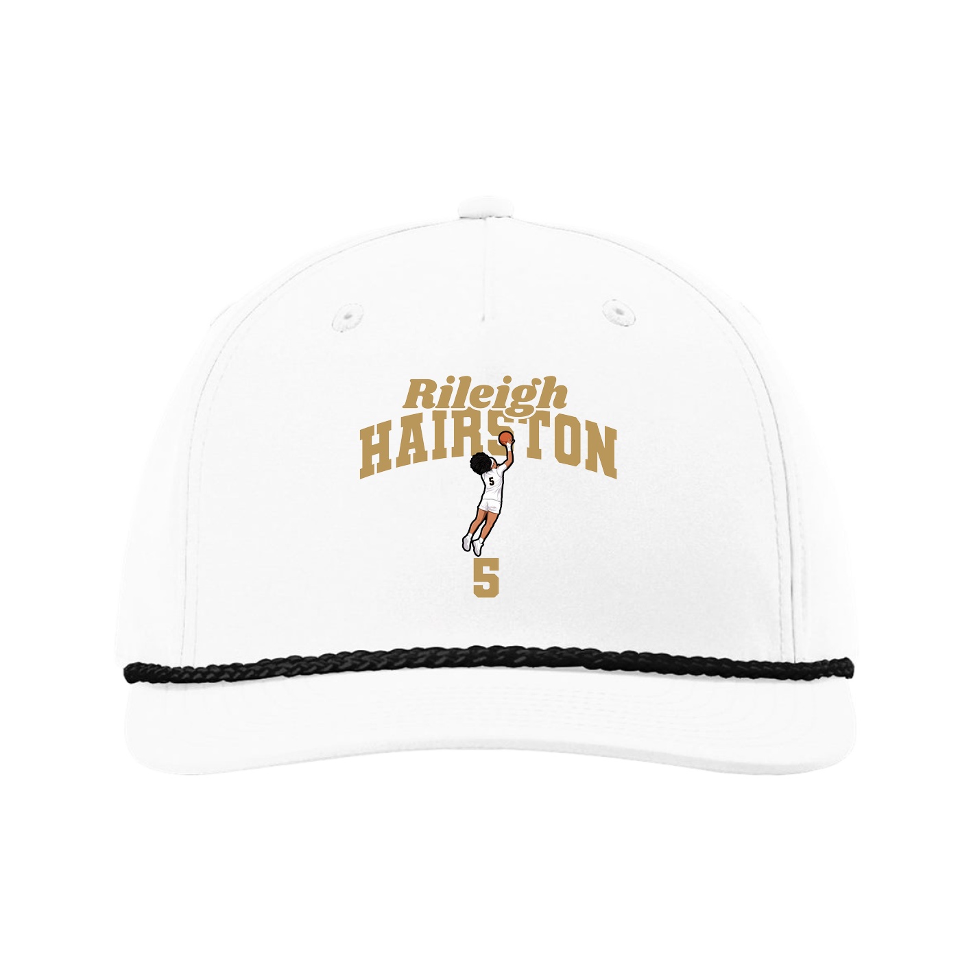 Five-Panel Classic Rope Cap — Signature Arch in White