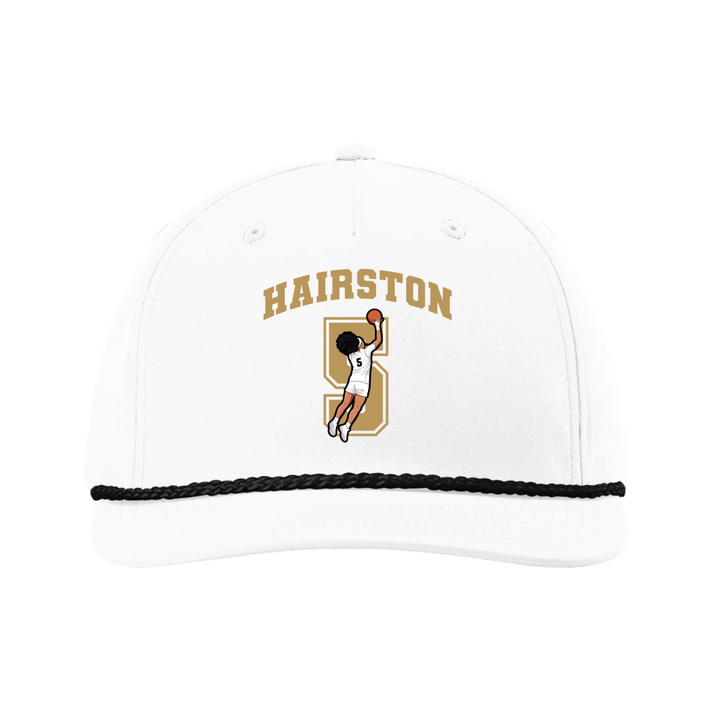 Five-Panel Classic Rope Cap — Number in White