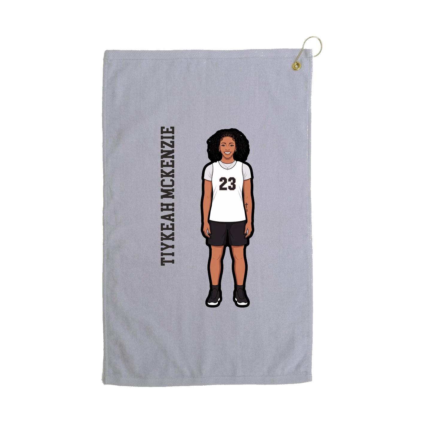 Golf Towel — Name Vertical in Grey