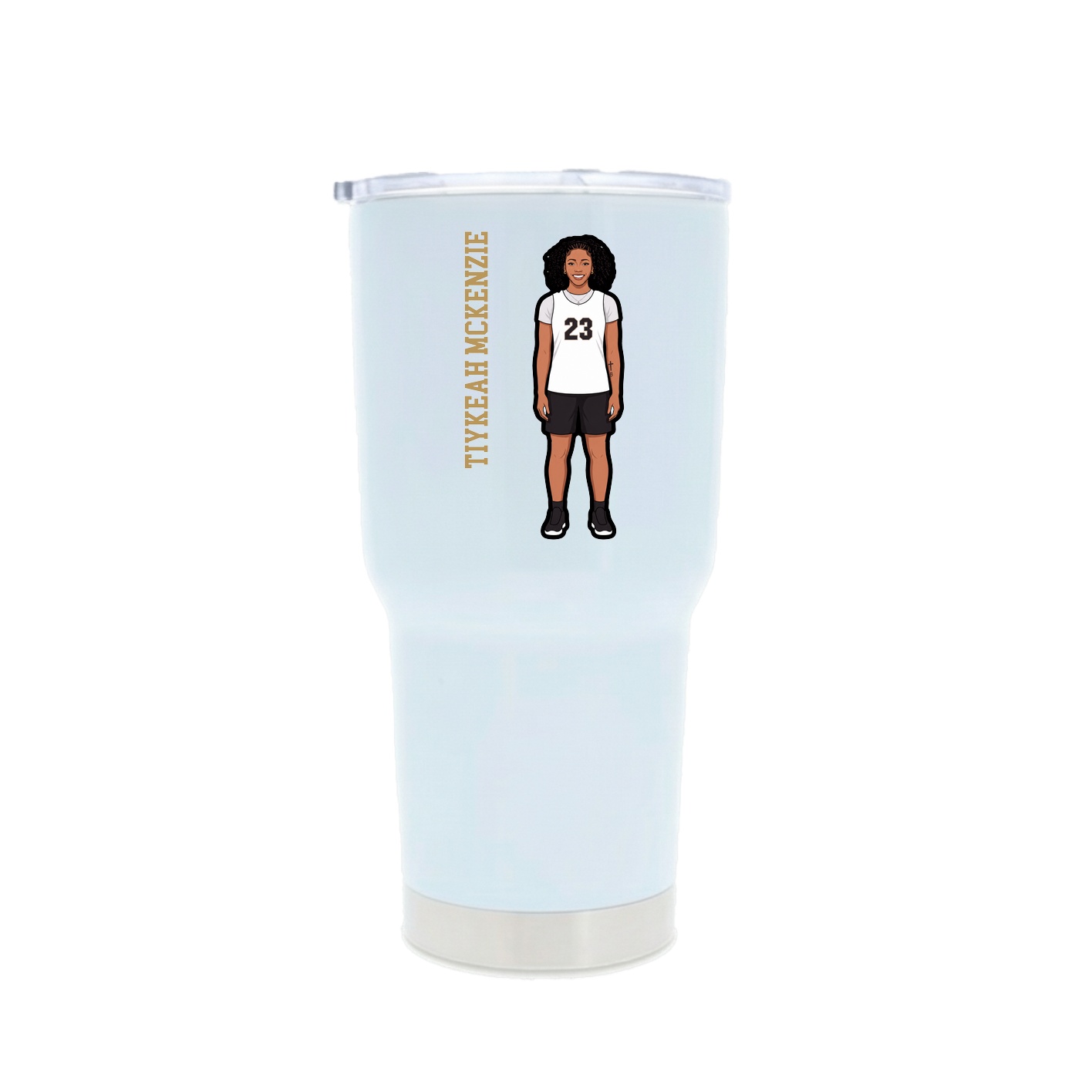 30oz Stainless Steel Tumbler — Name Vertical in White