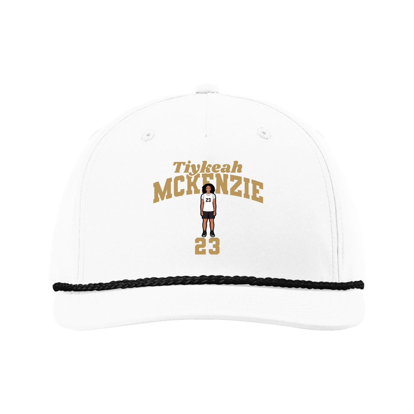 Five-Panel Classic Rope Cap — Signature Arch in White