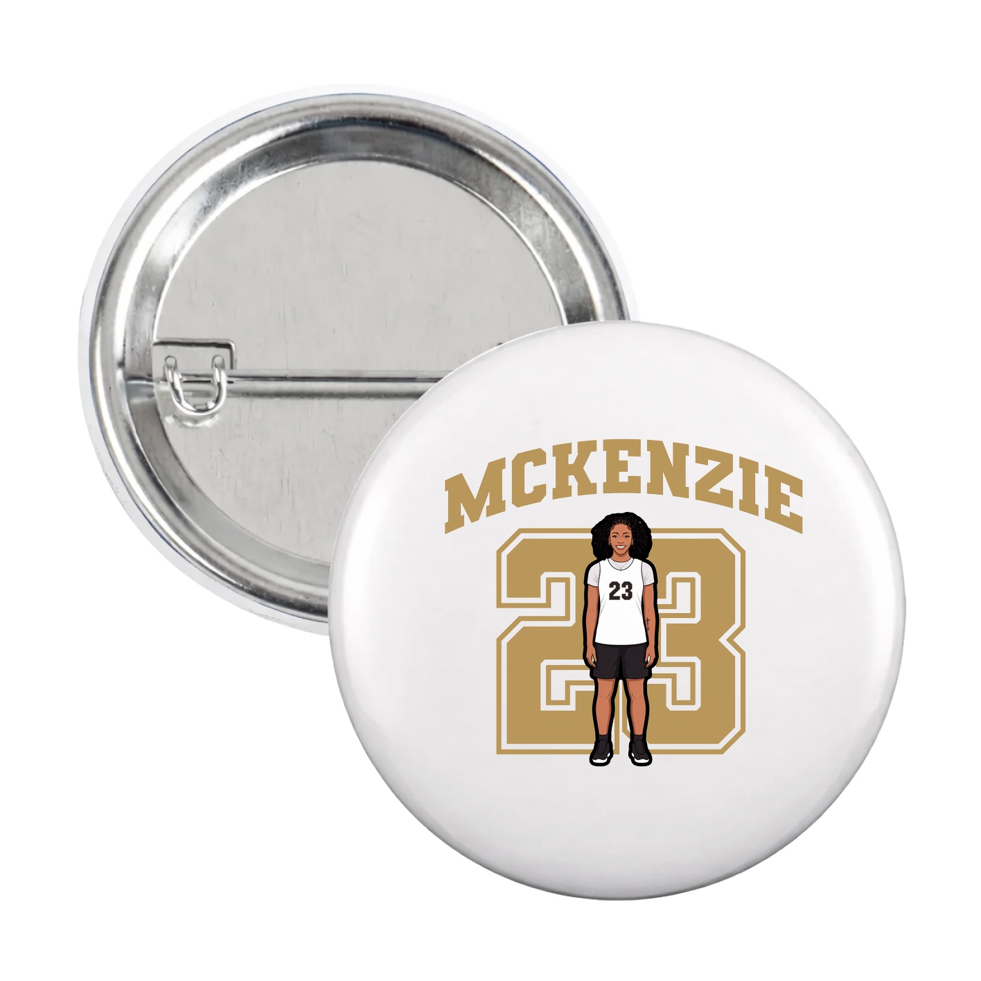 Game Day Button — Number in White