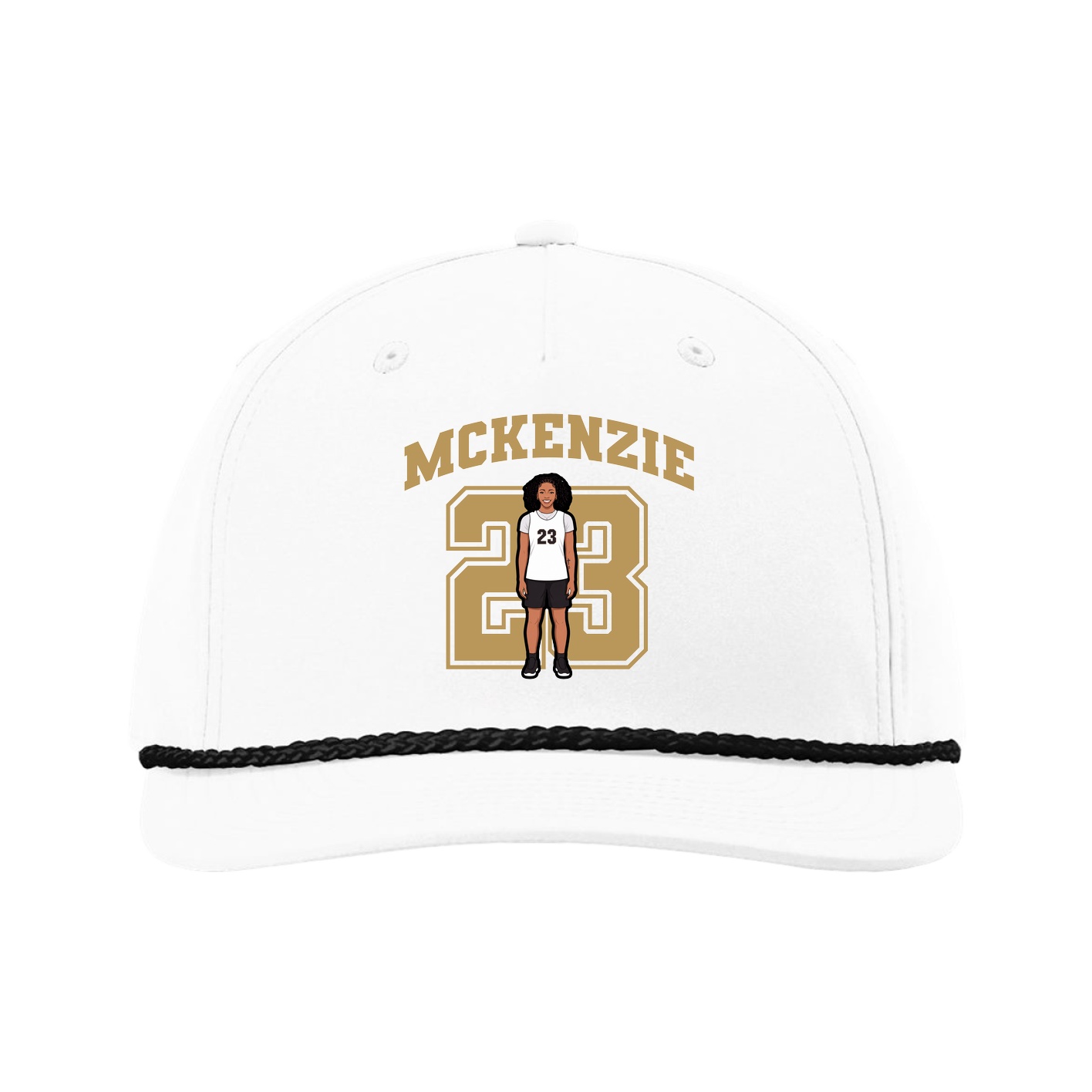 Five-Panel Classic Rope Cap — Number in White