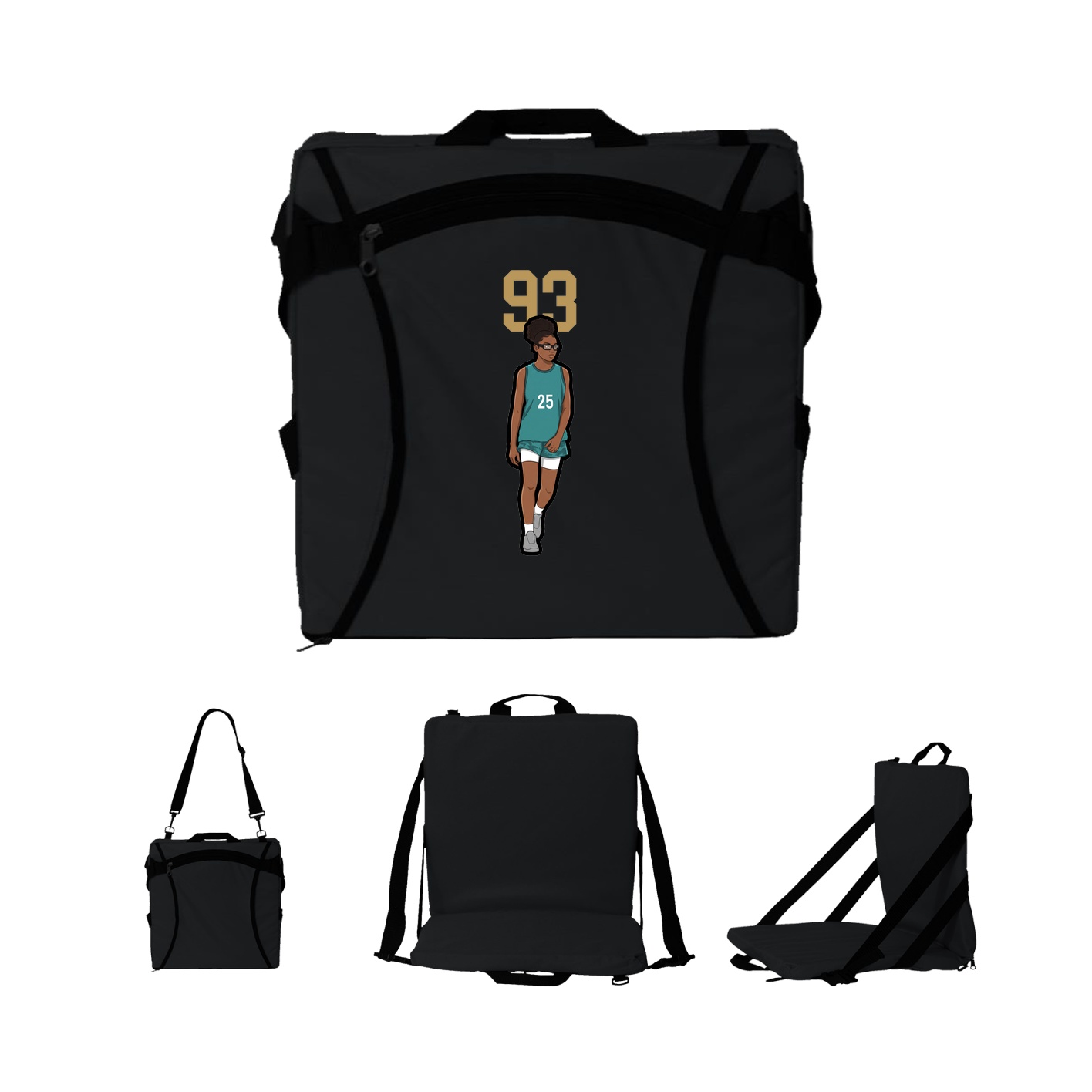 Folding Stadium Seat — Number Top in Black