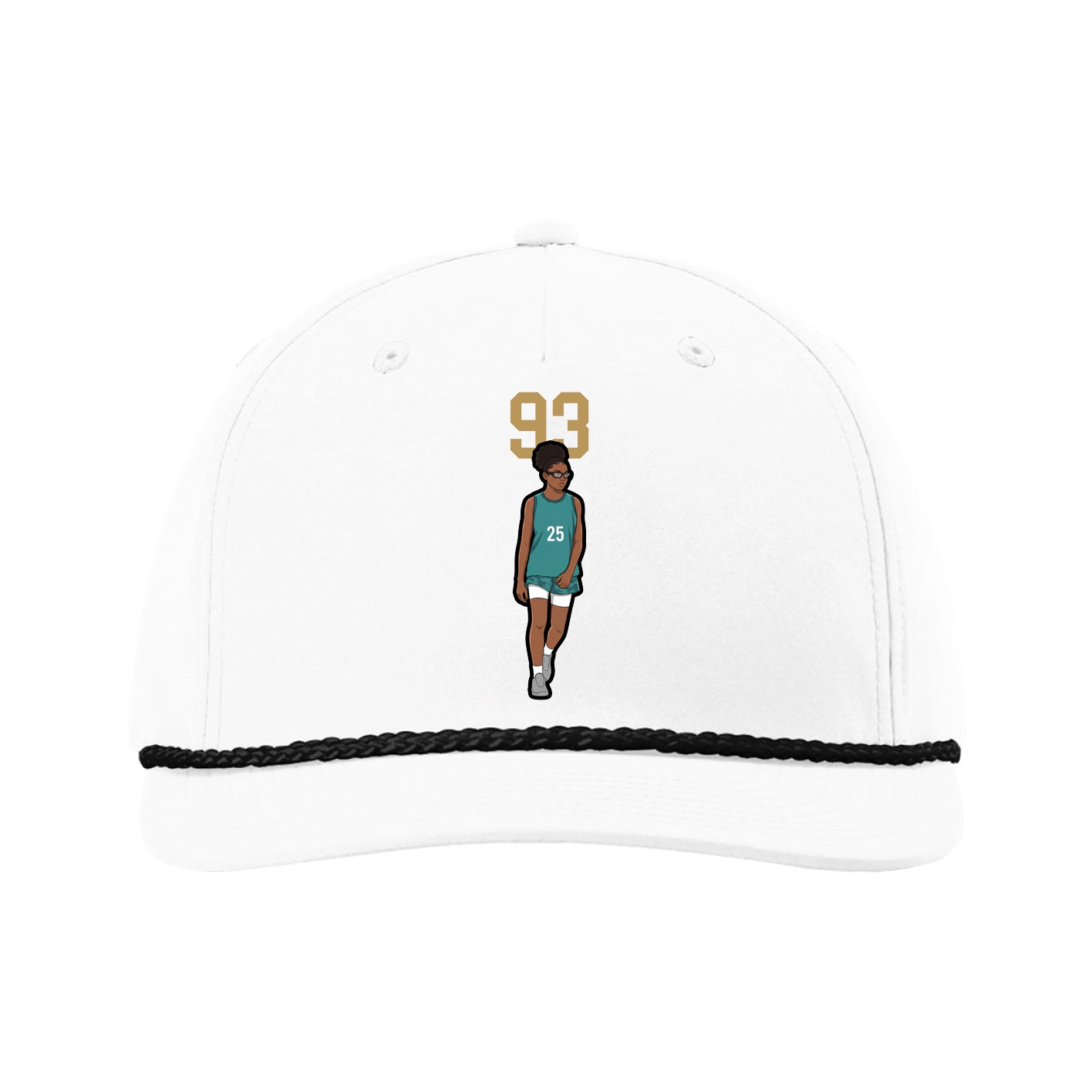 Five-Panel Classic Rope Cap — Number Top in White