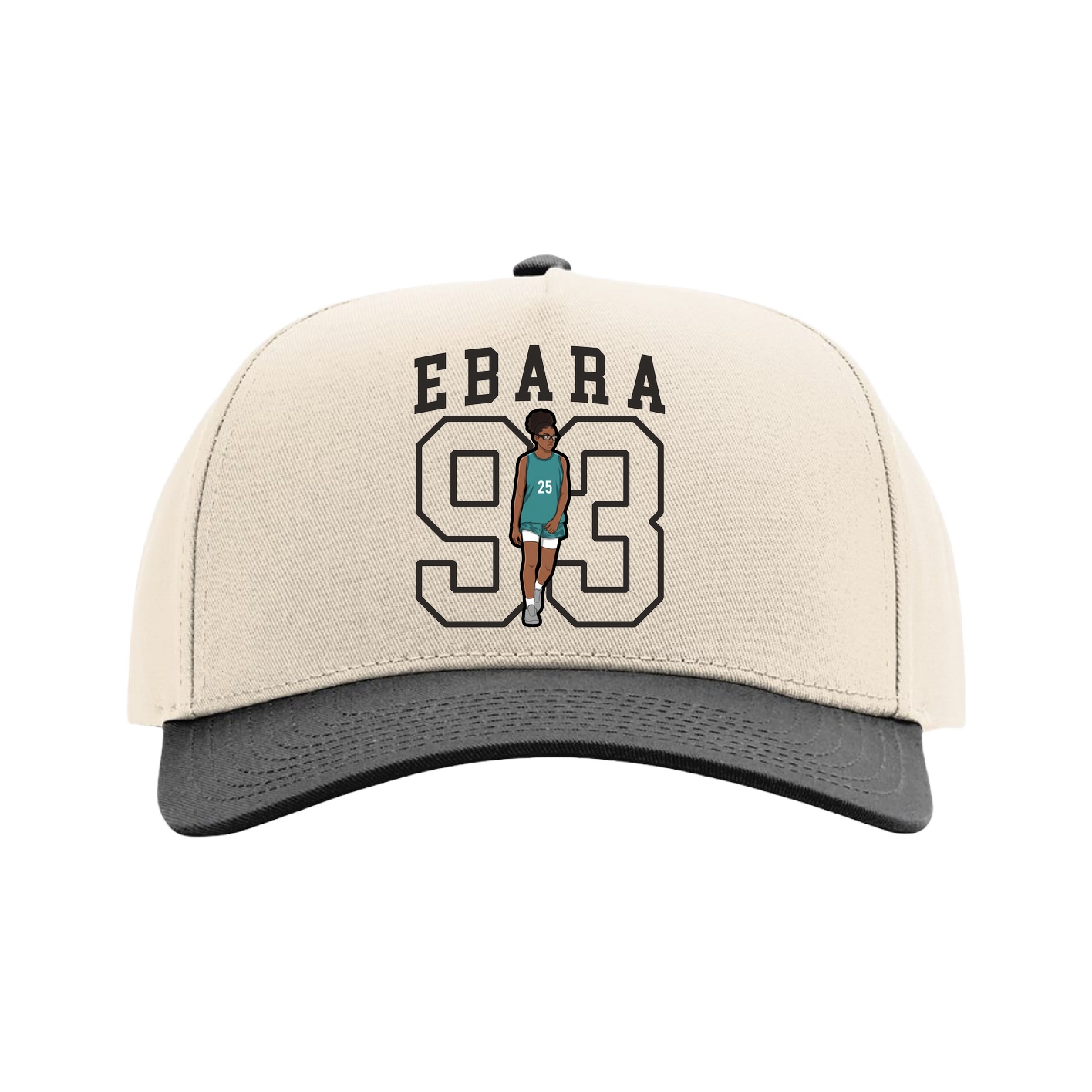 Full Fabric Five-Panel Champ Cap — Shirsey in Cream/Black