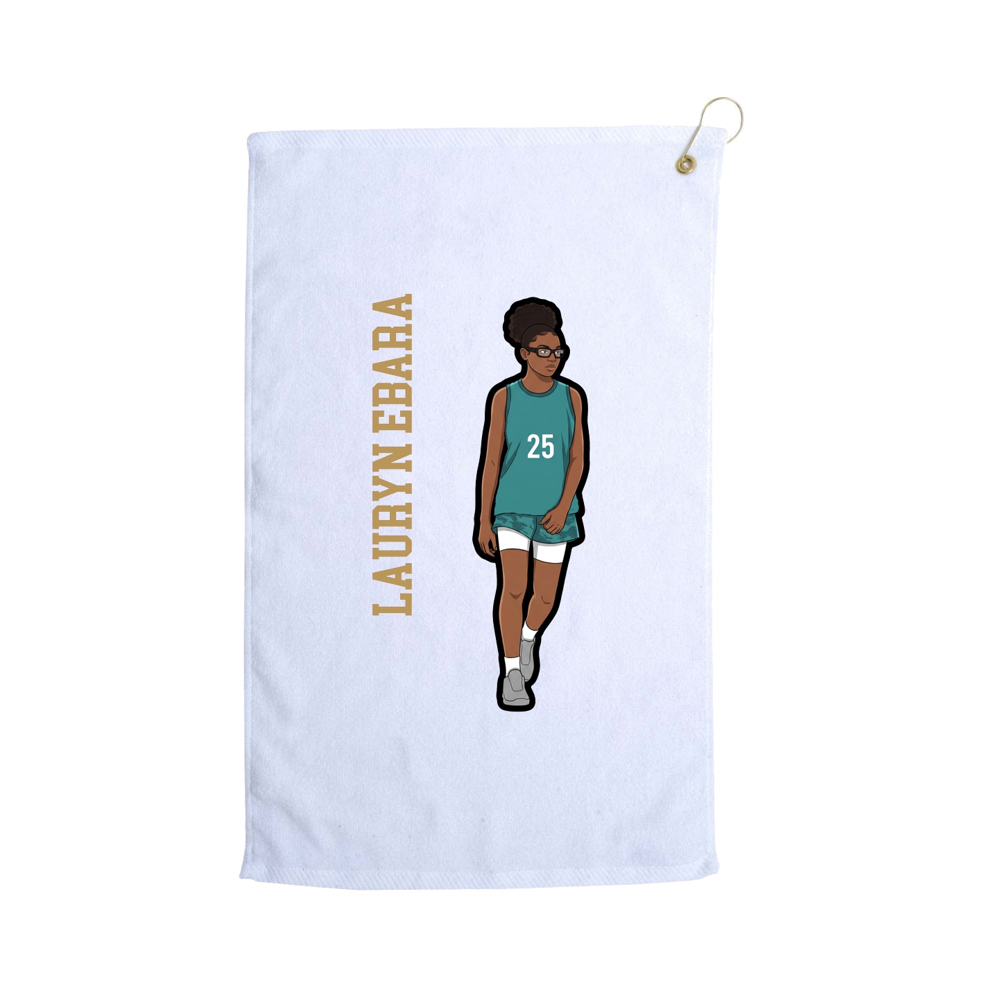 Golf Towel — Name Vertical in White