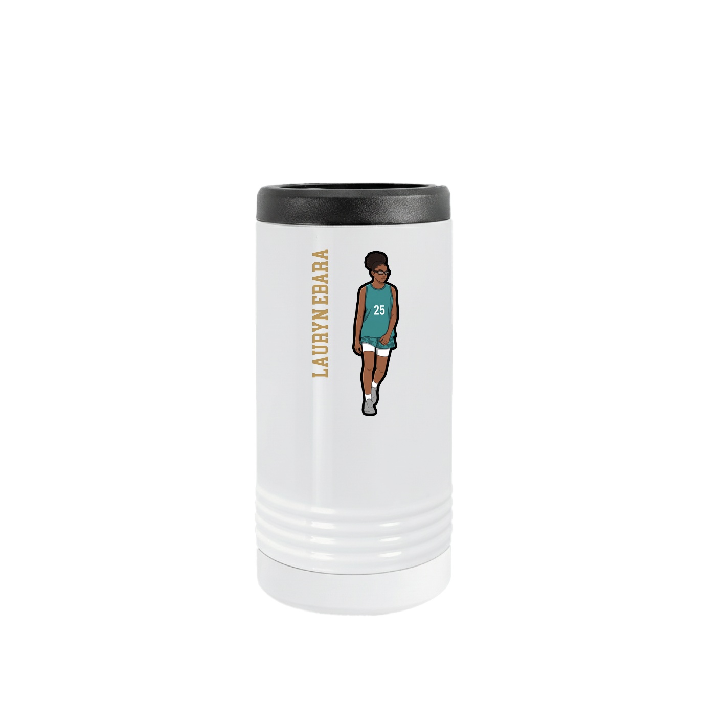Slim Beverage Holder — Name Vertical in White
