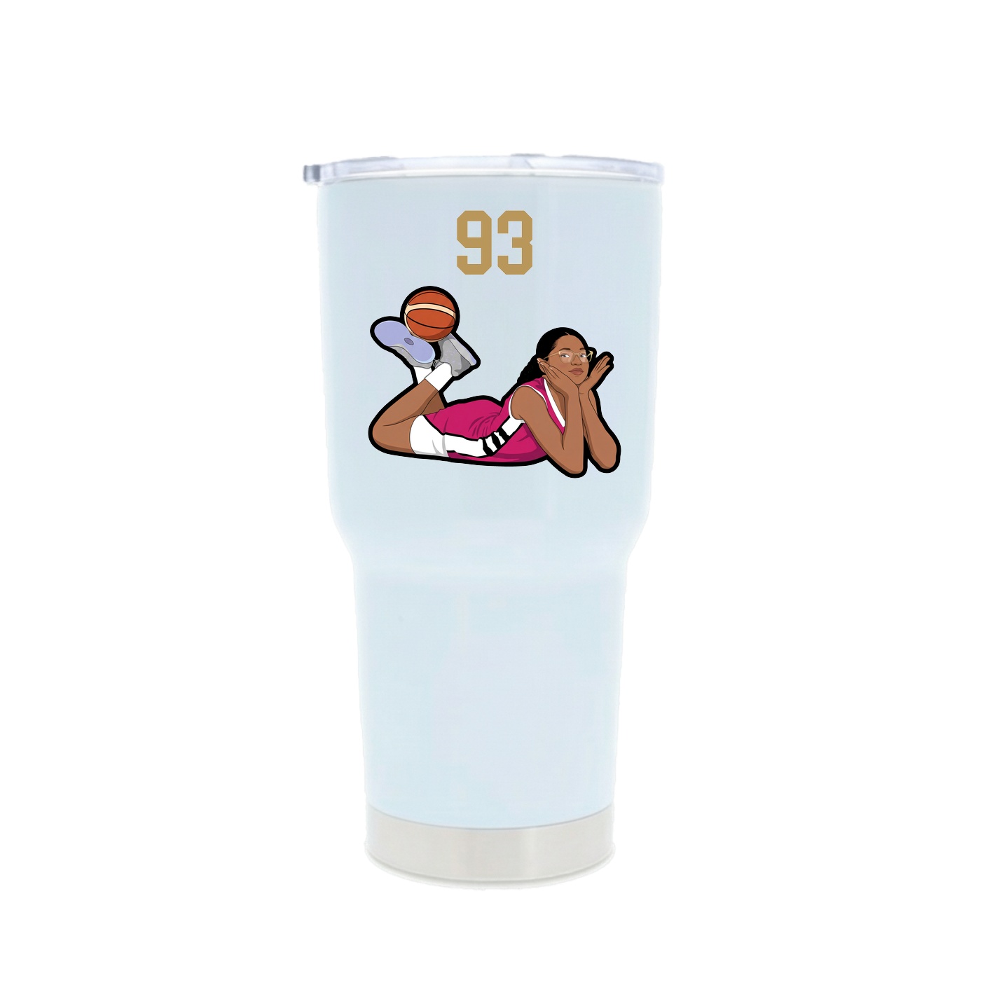 30oz Stainless Steel Tumbler — Number Top in White