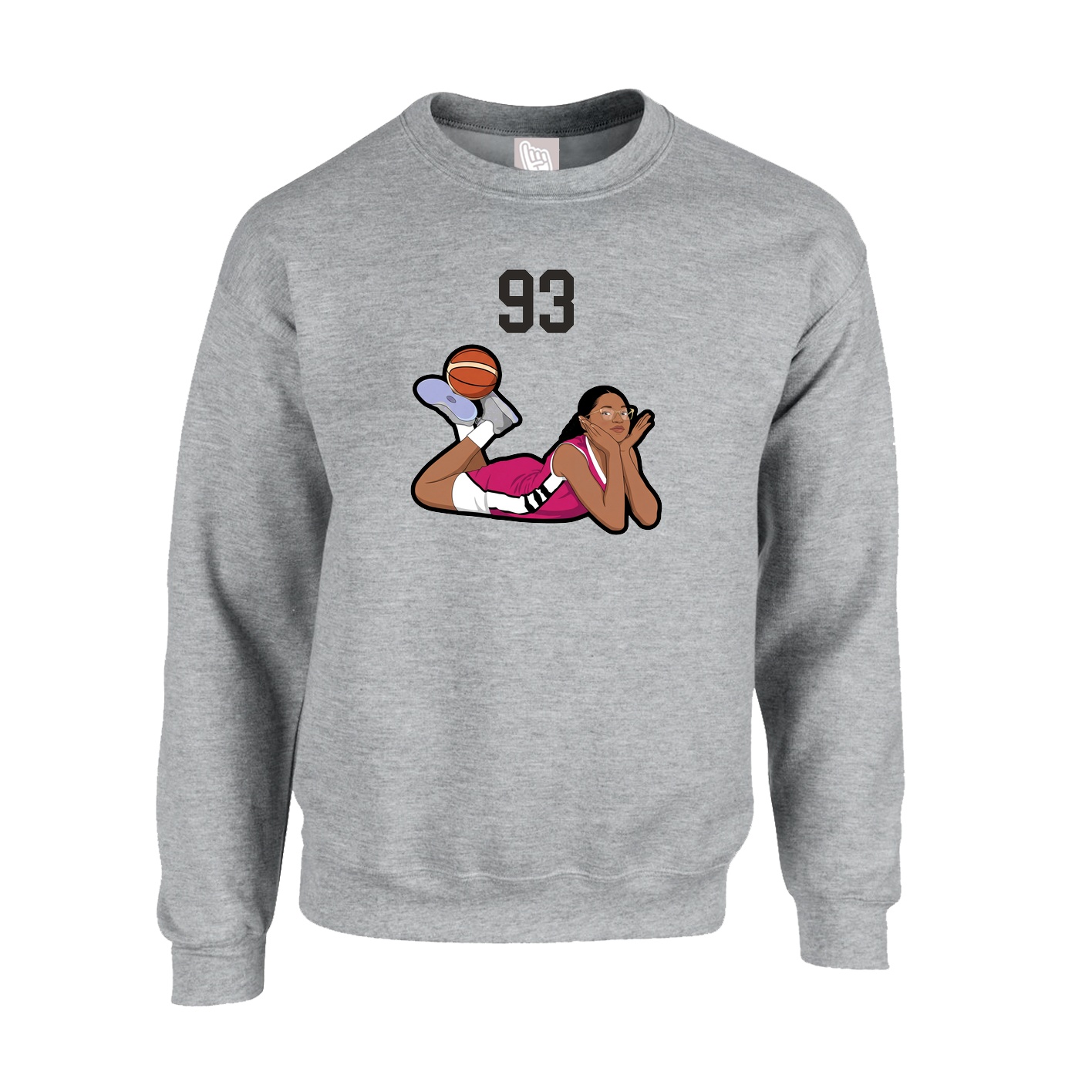 Fleece Crew — Number Top in Grey