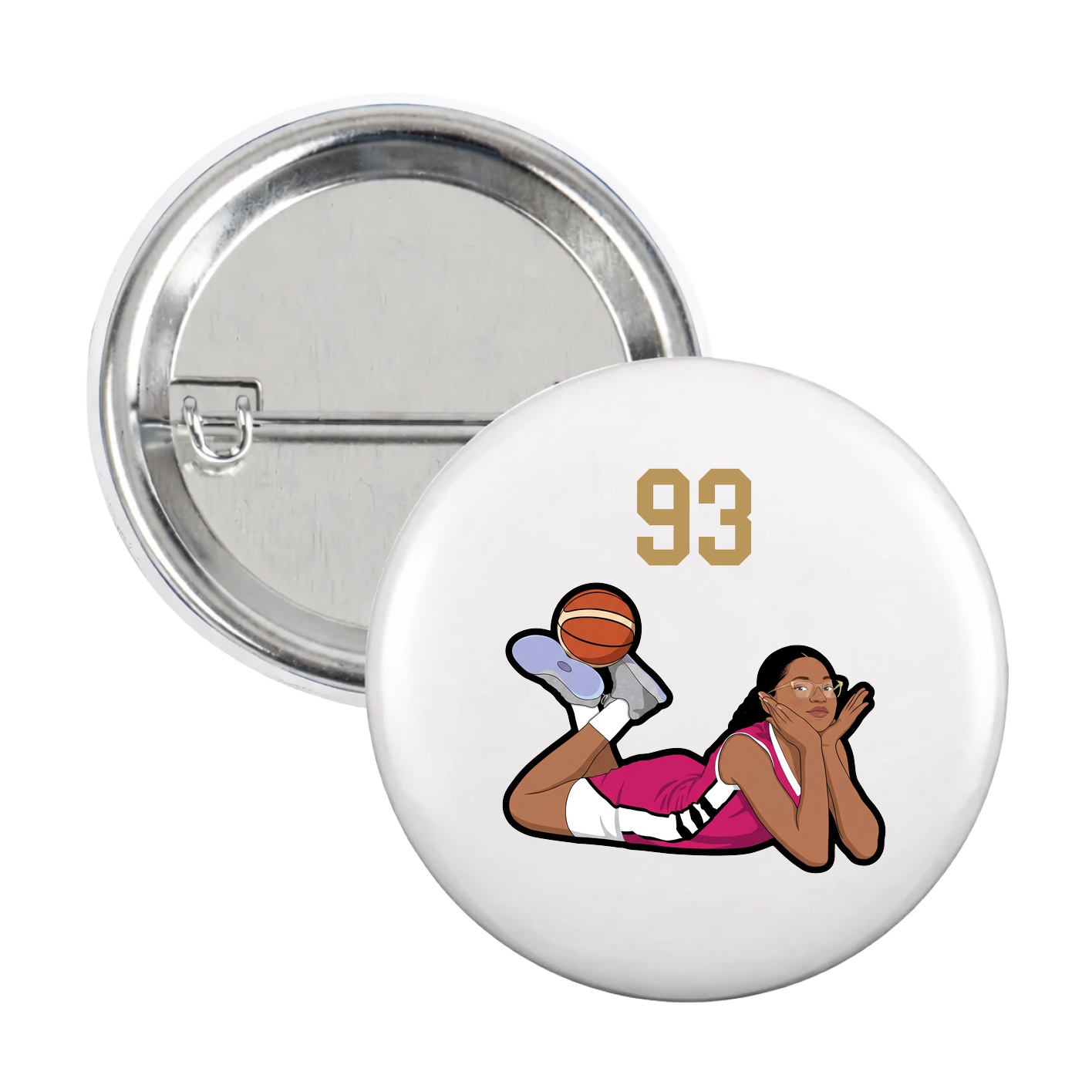 Game Day Button — Number Top in White