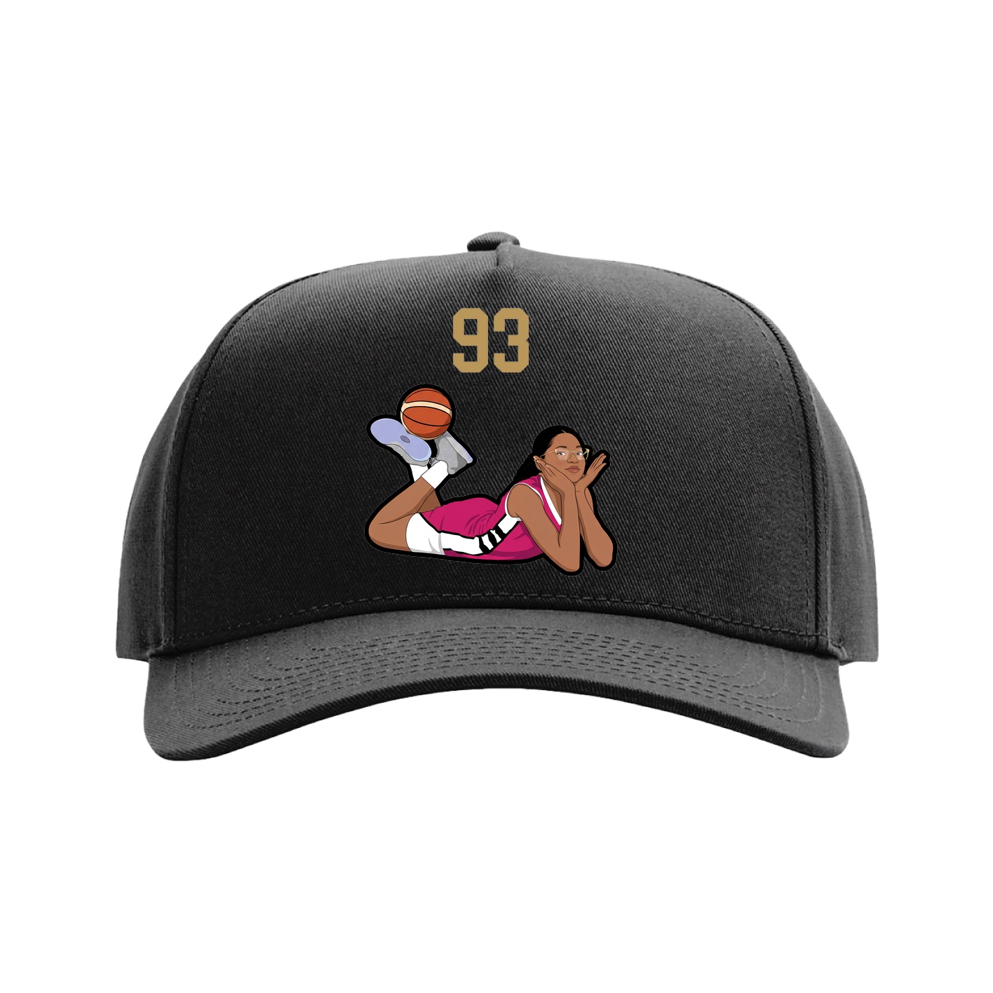 Full Fabric Five-Panel Champ Cap — Number Top in Black