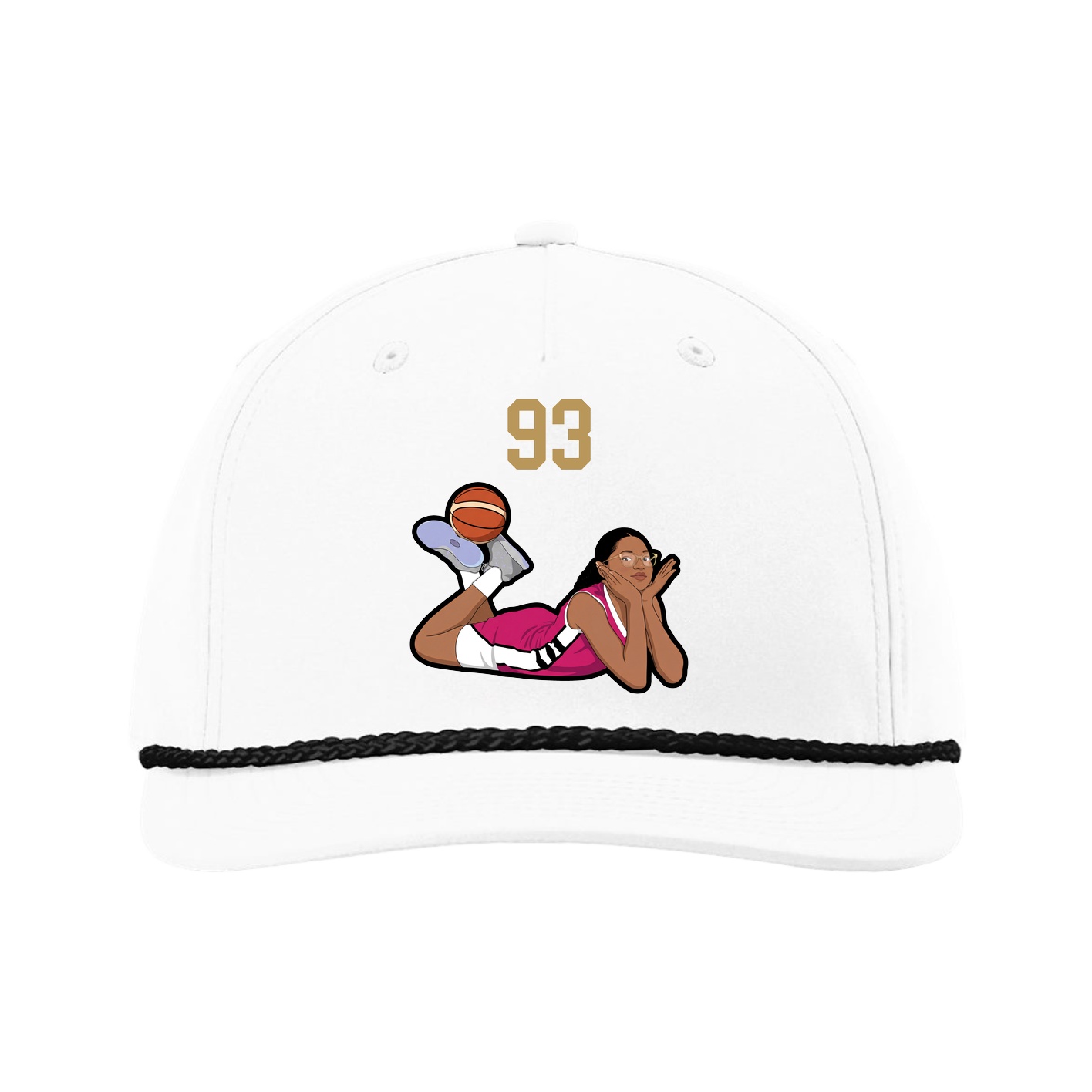 Five-Panel Classic Rope Cap — Number Top in White