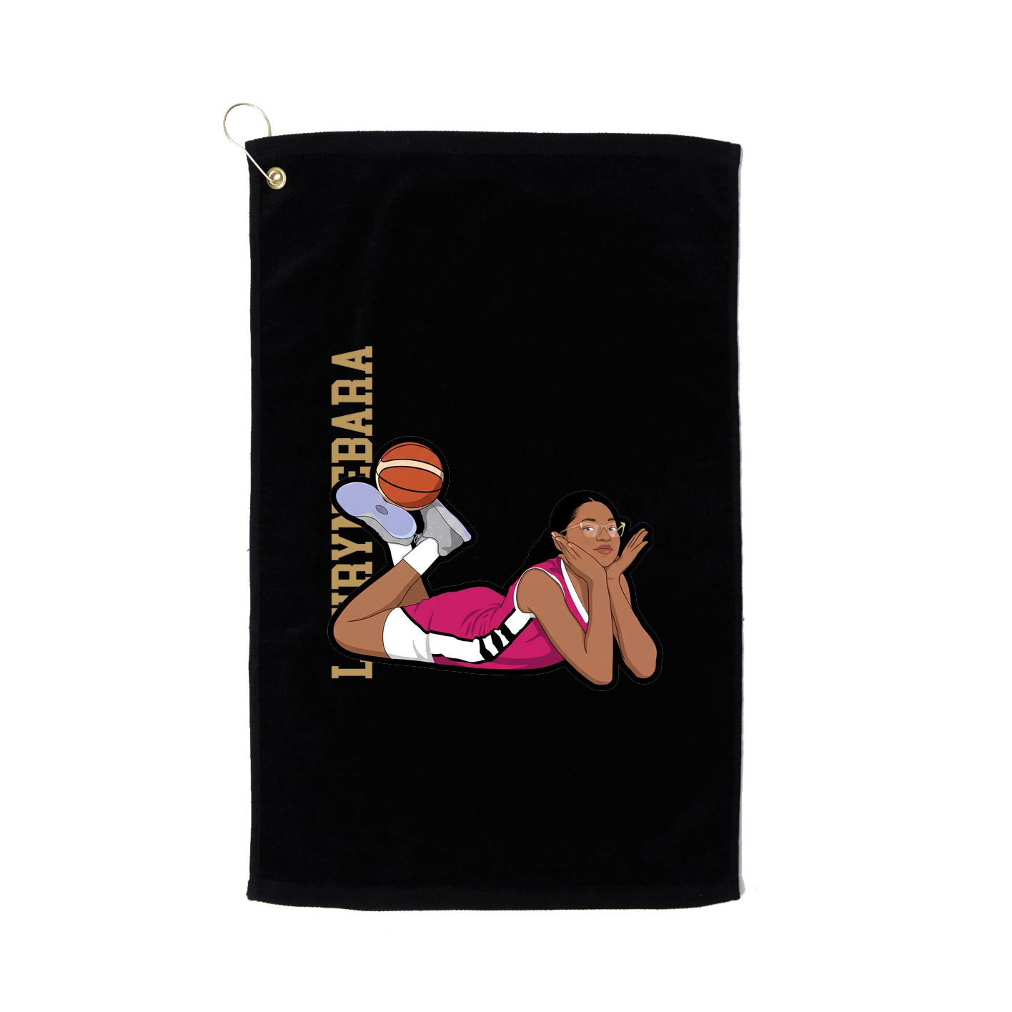 Golf Towel — Name Vertical in Black