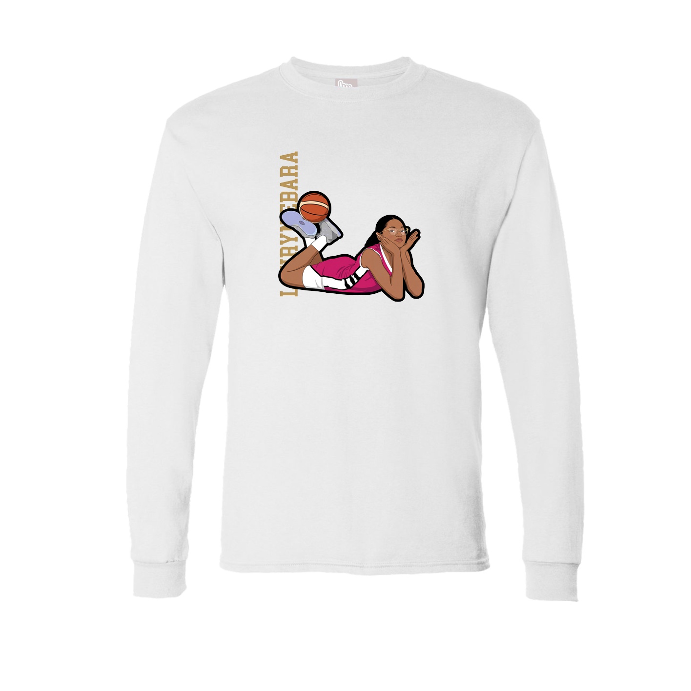 Long Sleeve Tee — Name Vertical in White