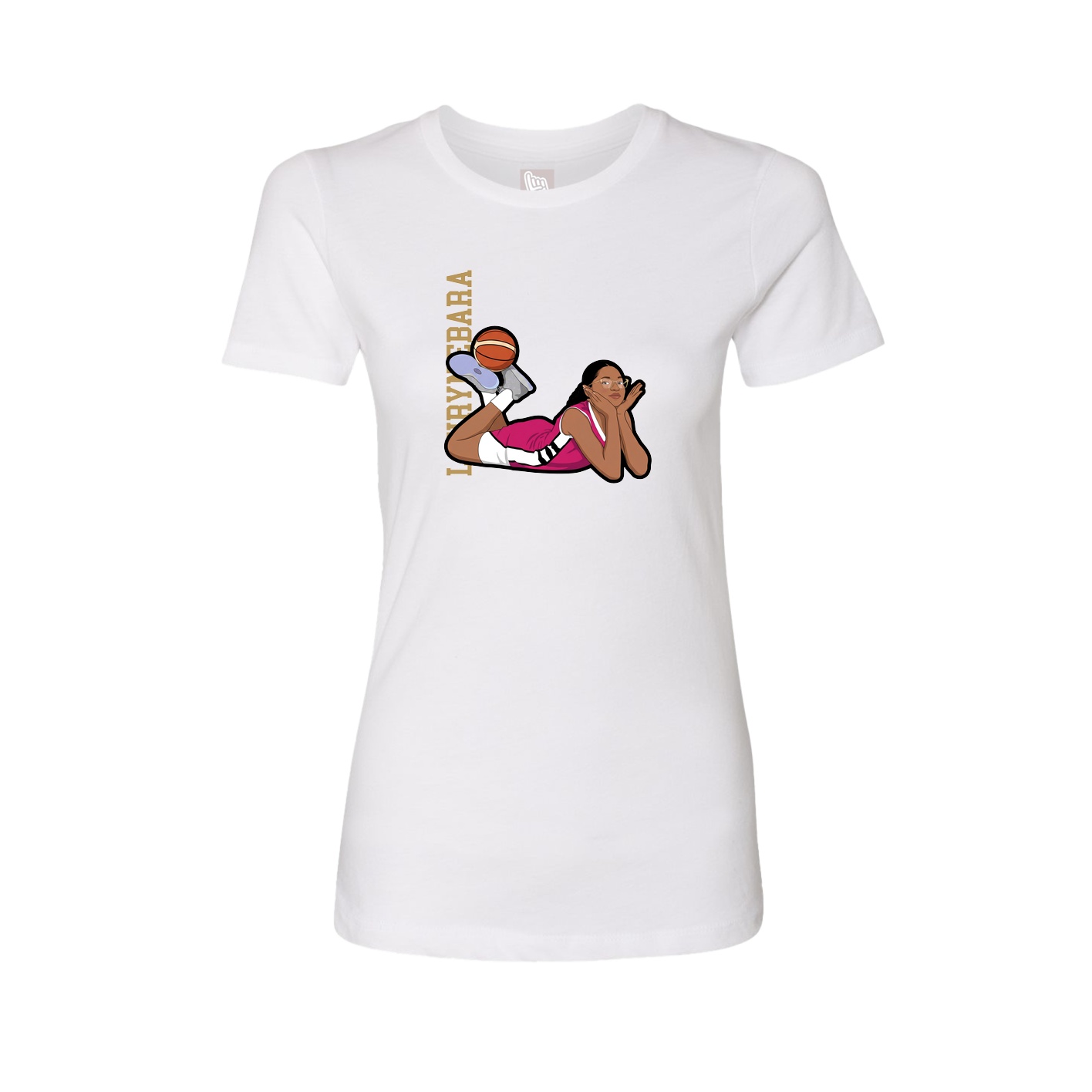 Fitted Women's Tee — Name Vertical in White