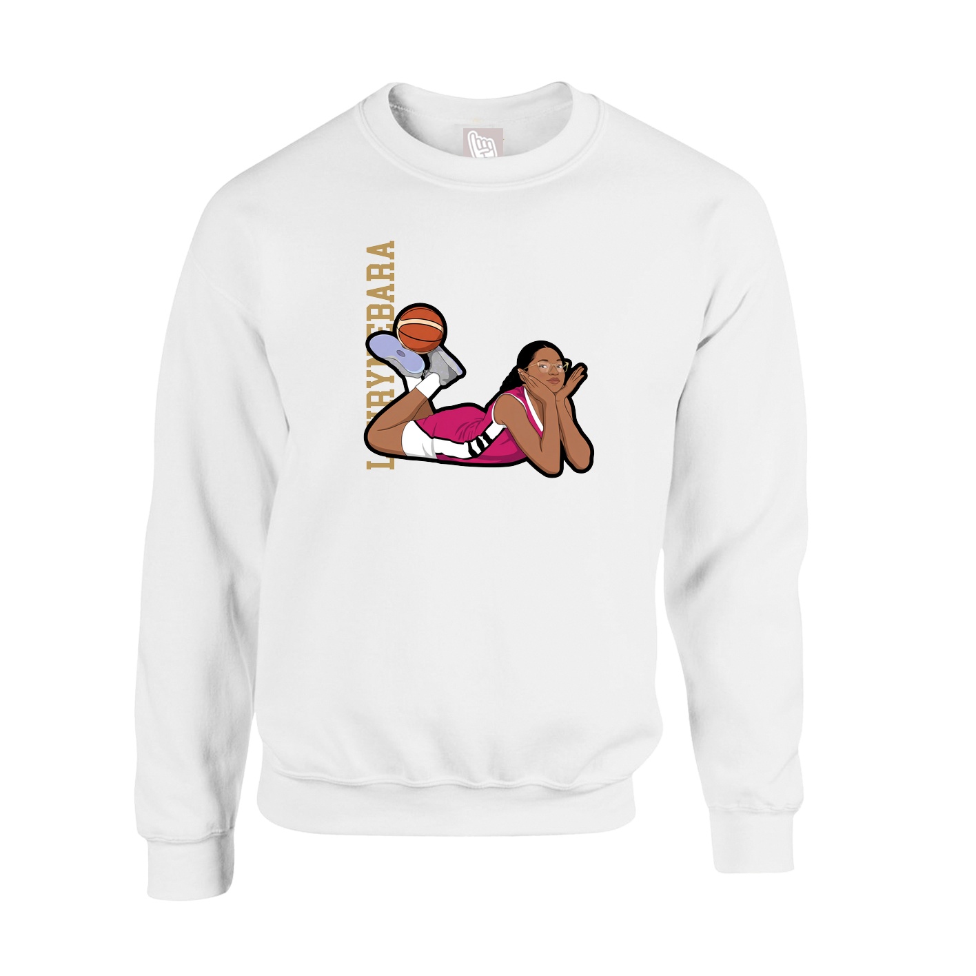 Fleece Crew — Name Vertical in White