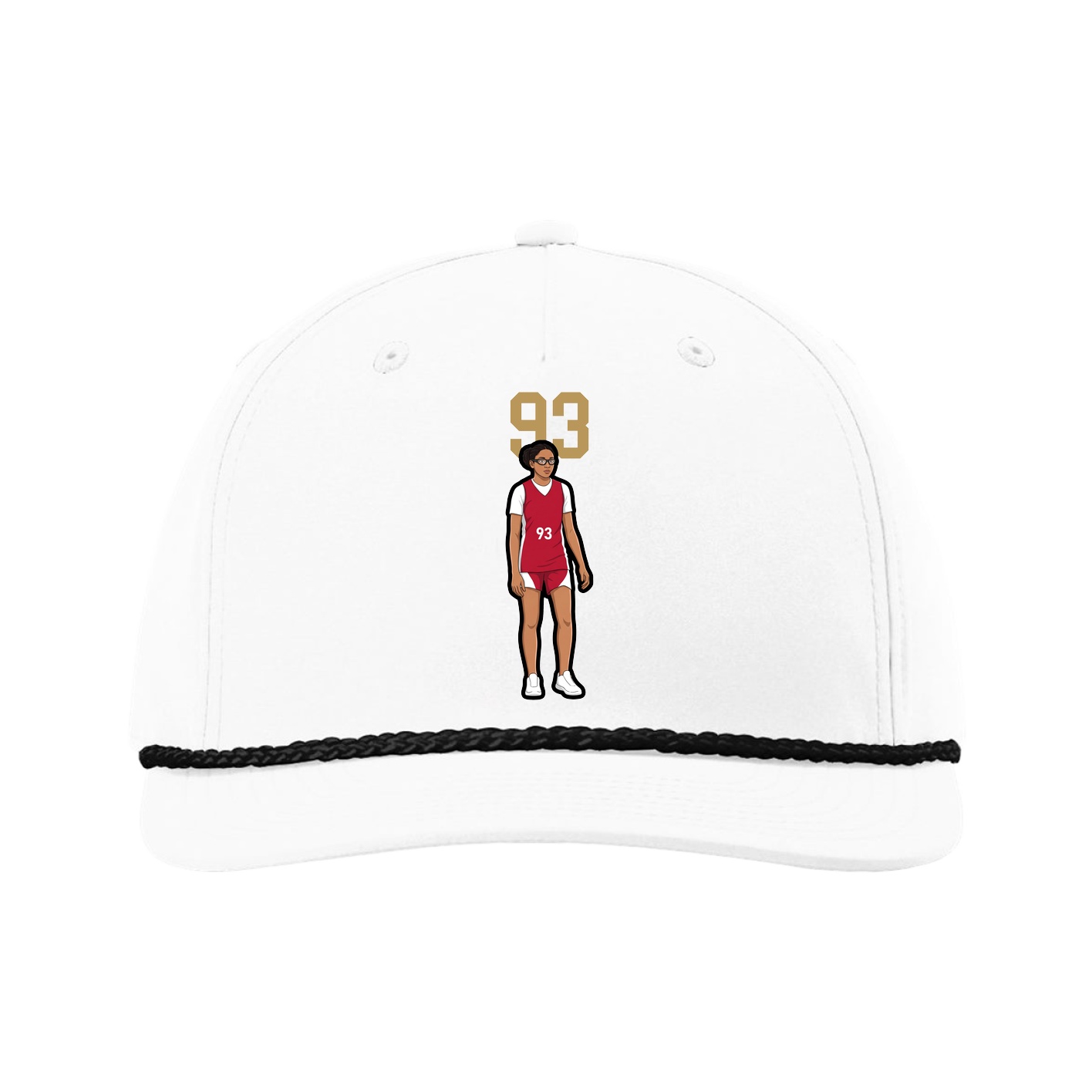 Five-Panel Classic Rope Cap — Number Top in White