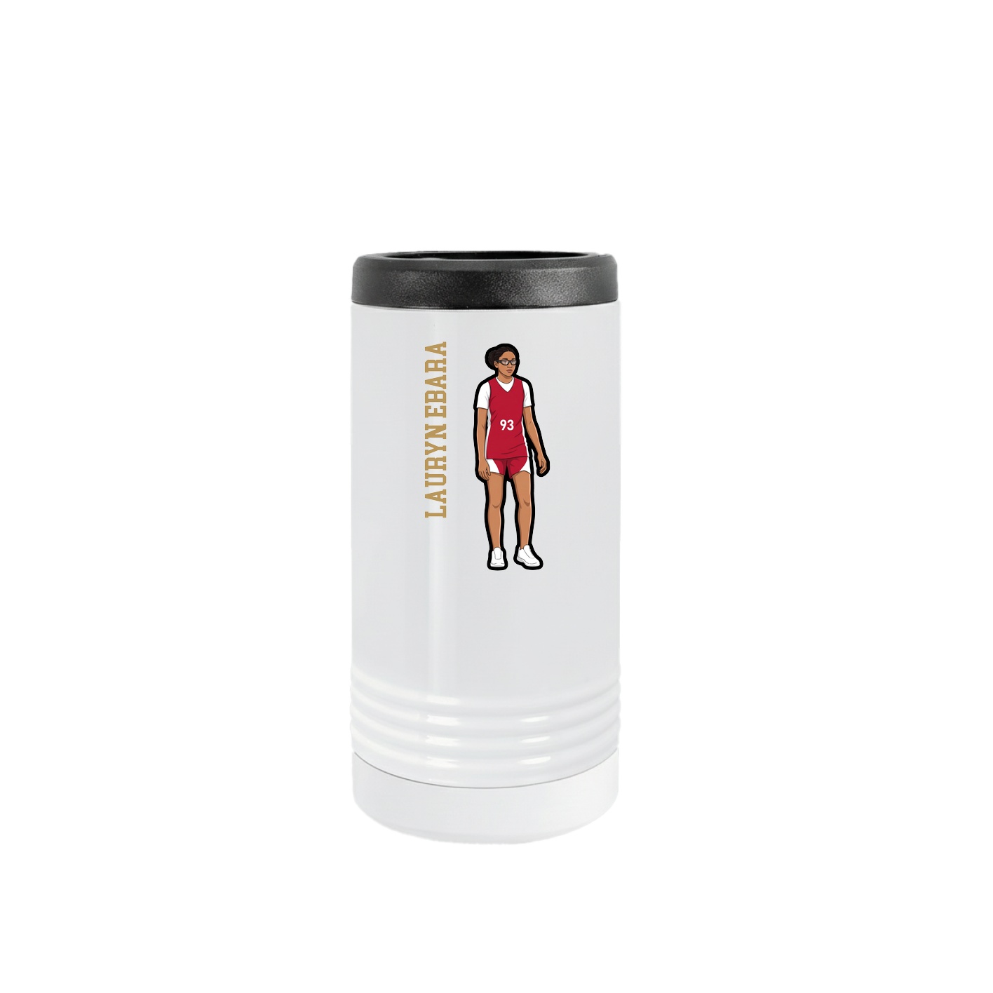 Slim Beverage Holder — Name Vertical in White