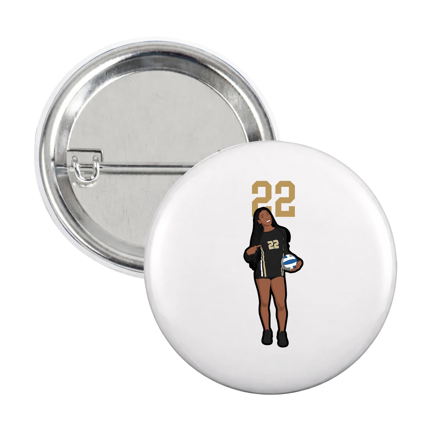 Game Day Button — Number Top in White