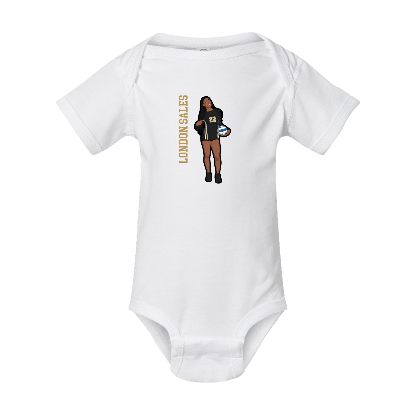 Baby Onesie — Name Vertical in White