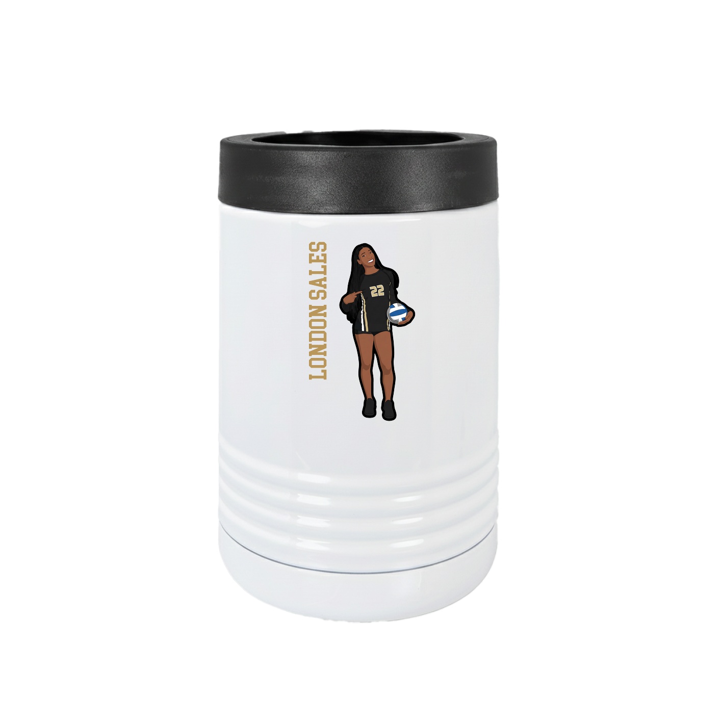 Beverage Holder — Name Vertical in White