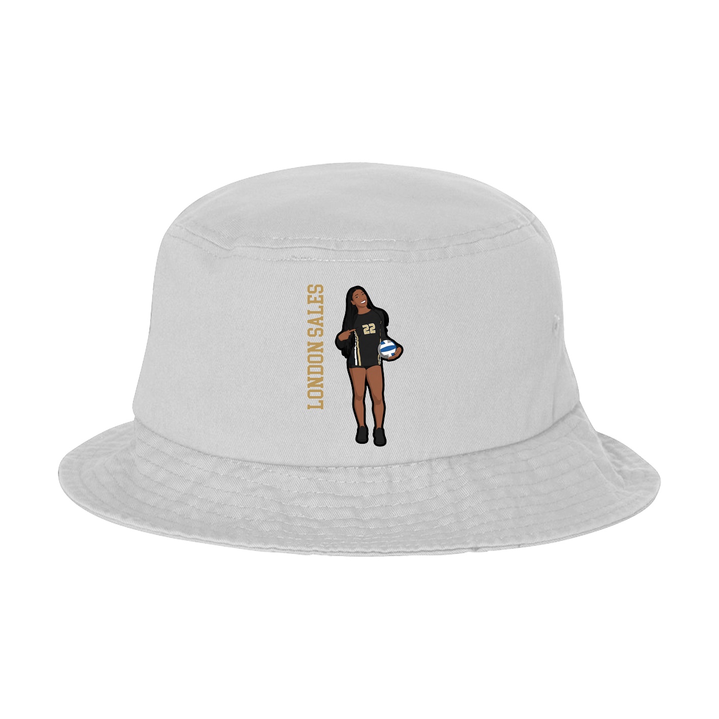 Bucket Cap — Name Vertical in White