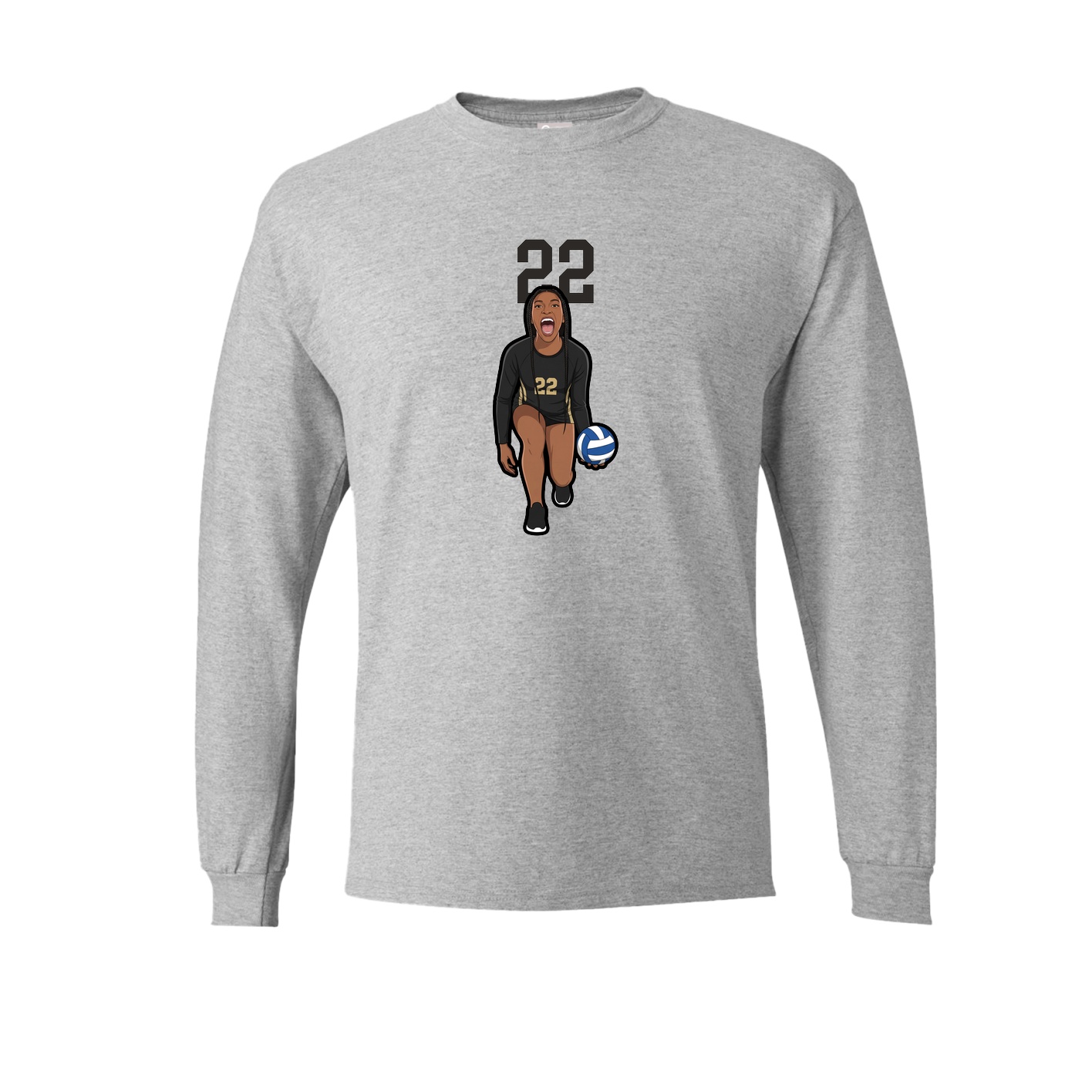 Long Sleeve Tee — Number Top in Grey