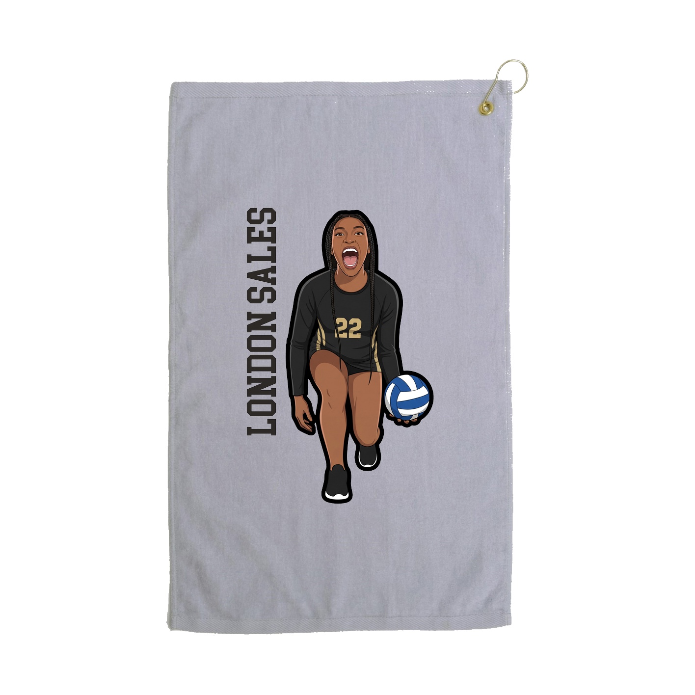 Golf Towel — Name Vertical in Grey