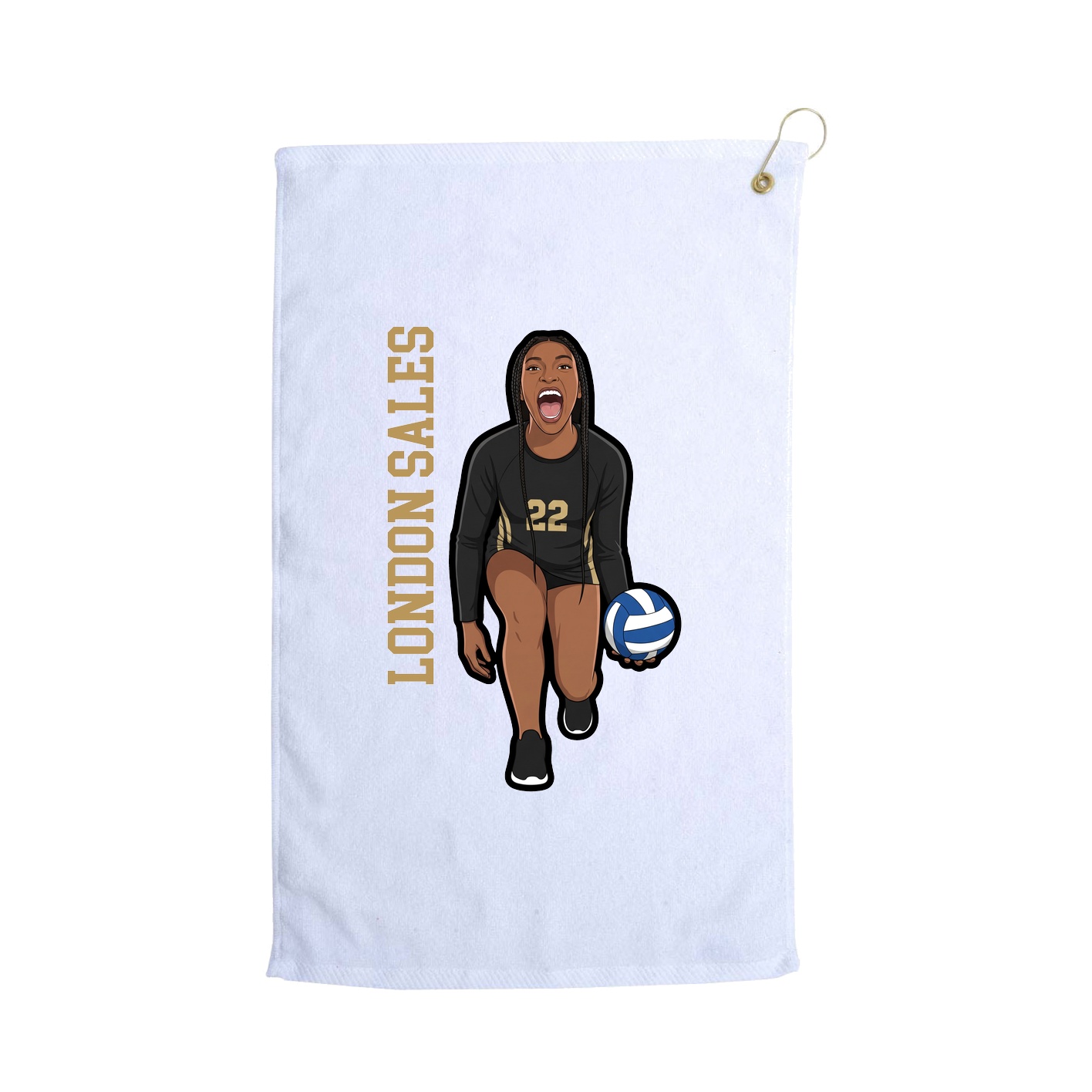 Golf Towel — Name Vertical in White