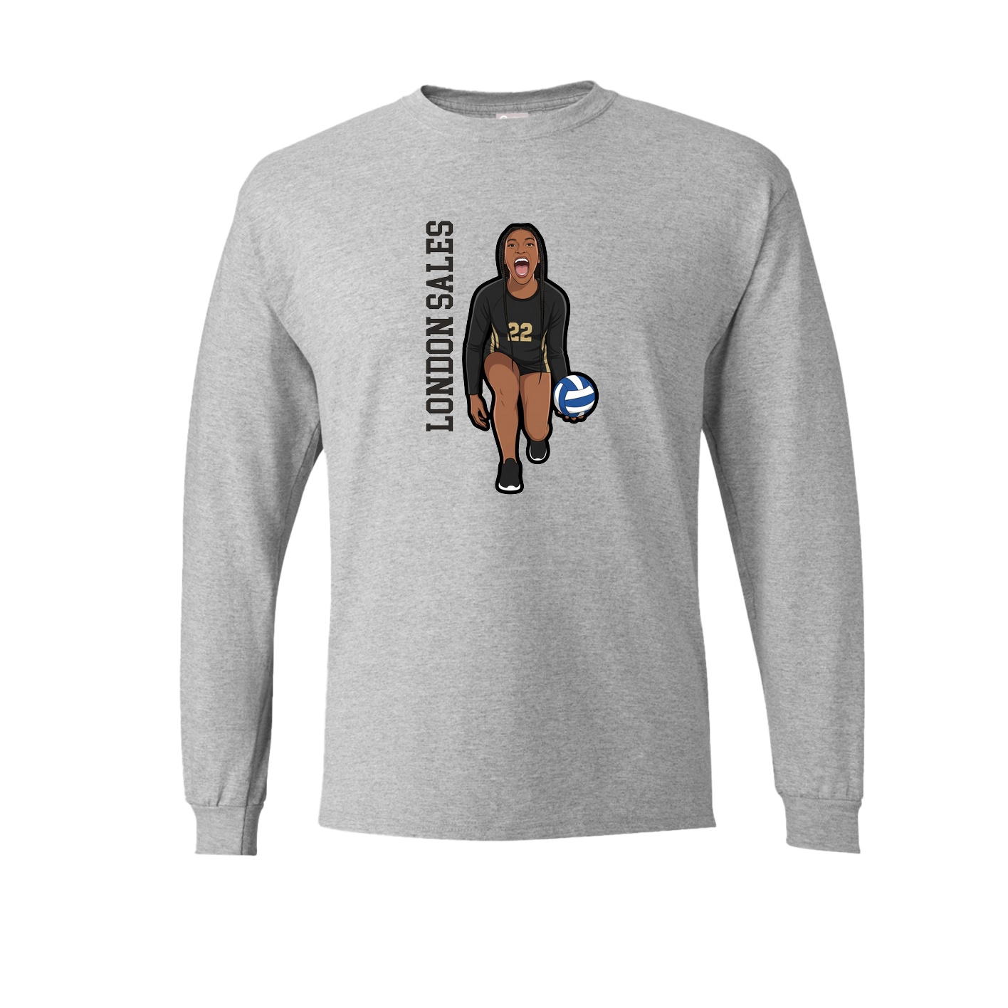 Long Sleeve Tee — Name Vertical in Grey