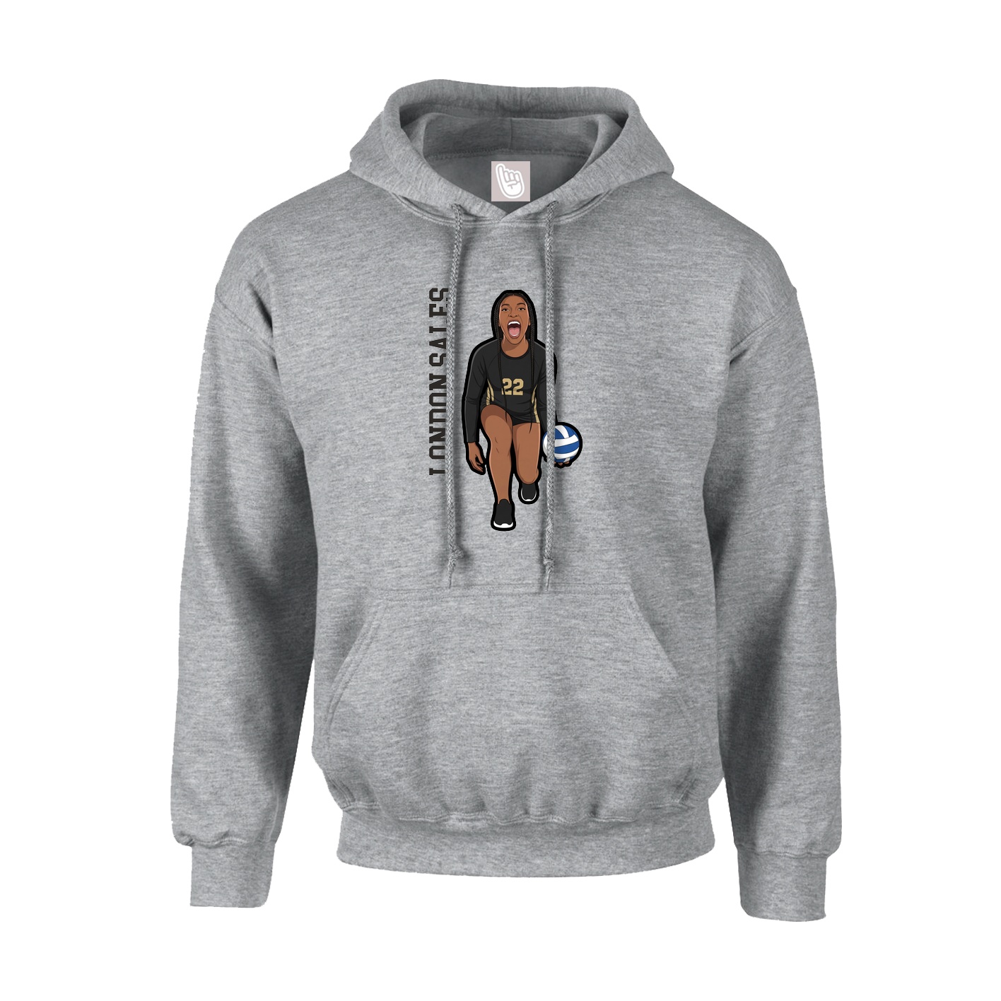 Youth Hoodie — Name Vertical in Grey