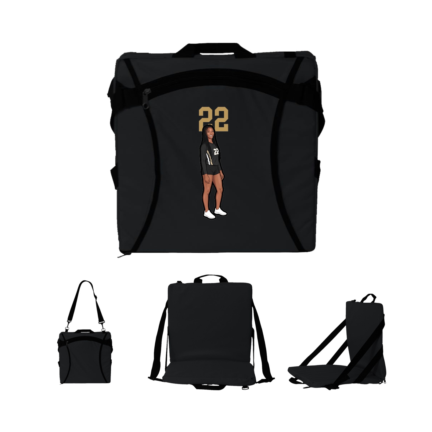 Folding Stadium Seat — Number Top in Black