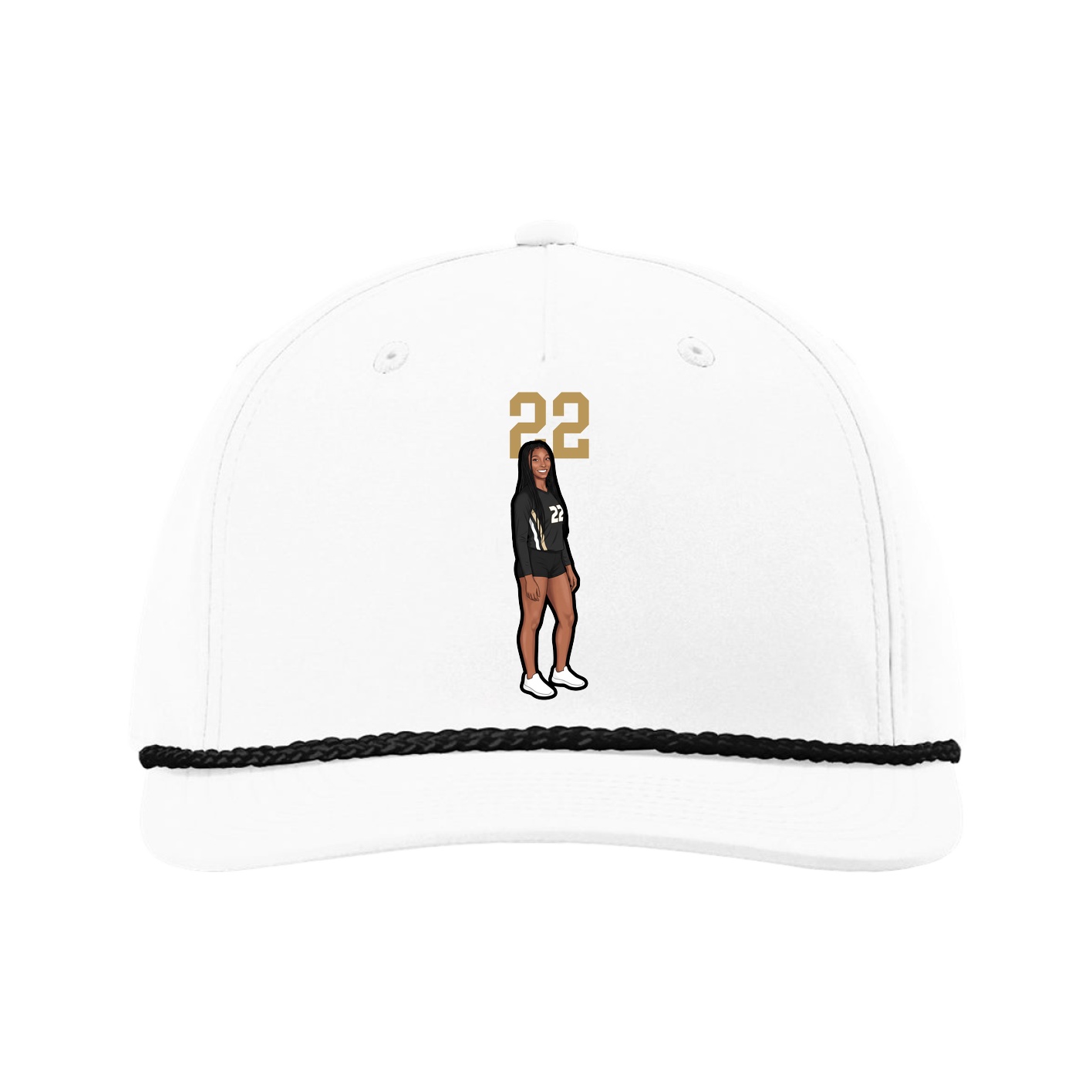 Five-Panel Classic Rope Cap — Number Top in White
