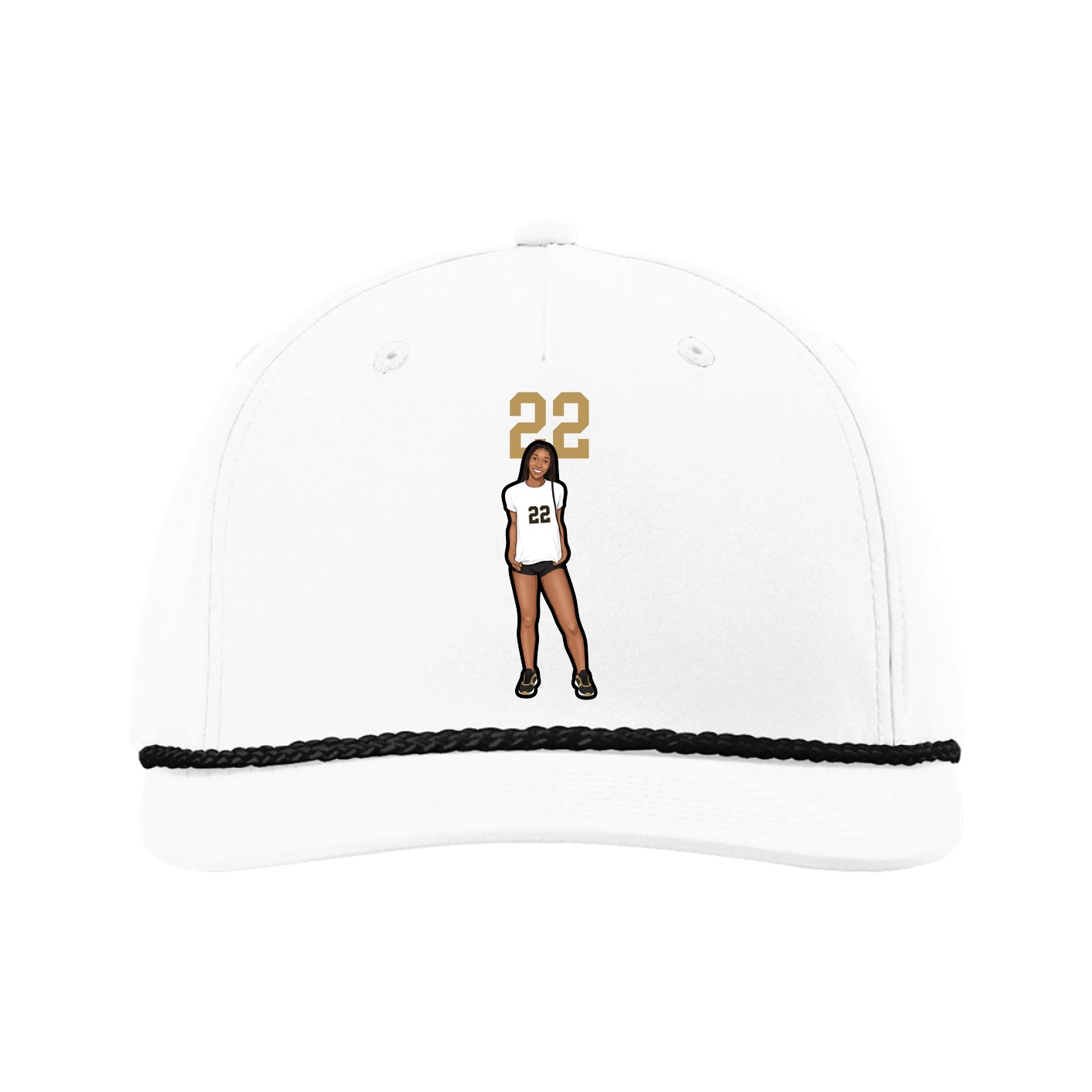 Five-Panel Classic Rope Cap — Number Top in White