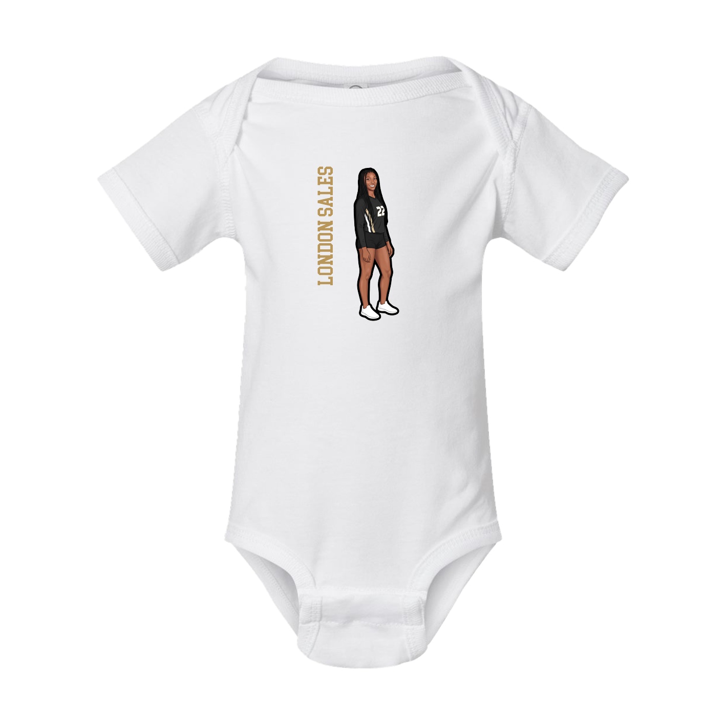 Baby Onesie — Name Vertical in White