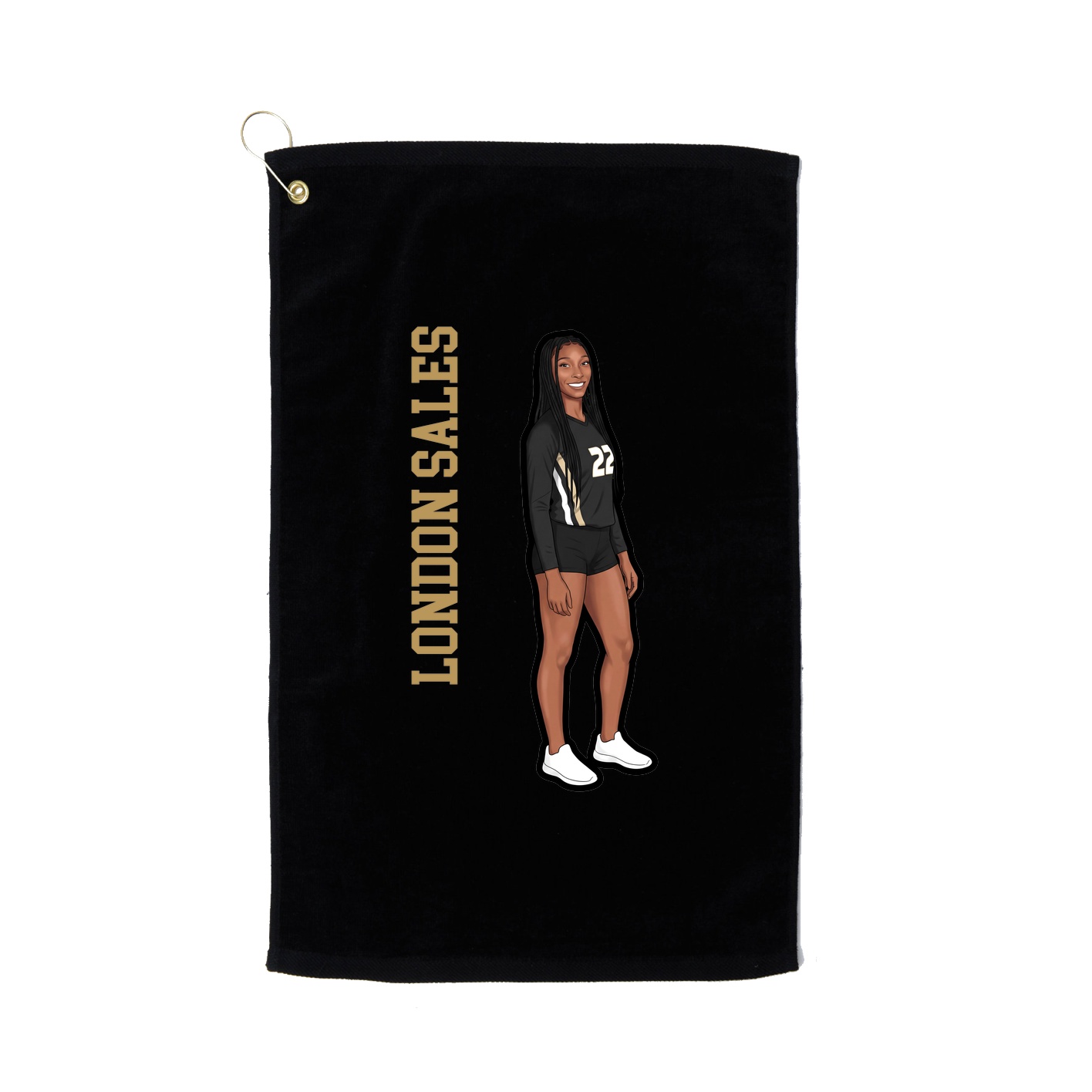 Golf Towel — Name Vertical in Black