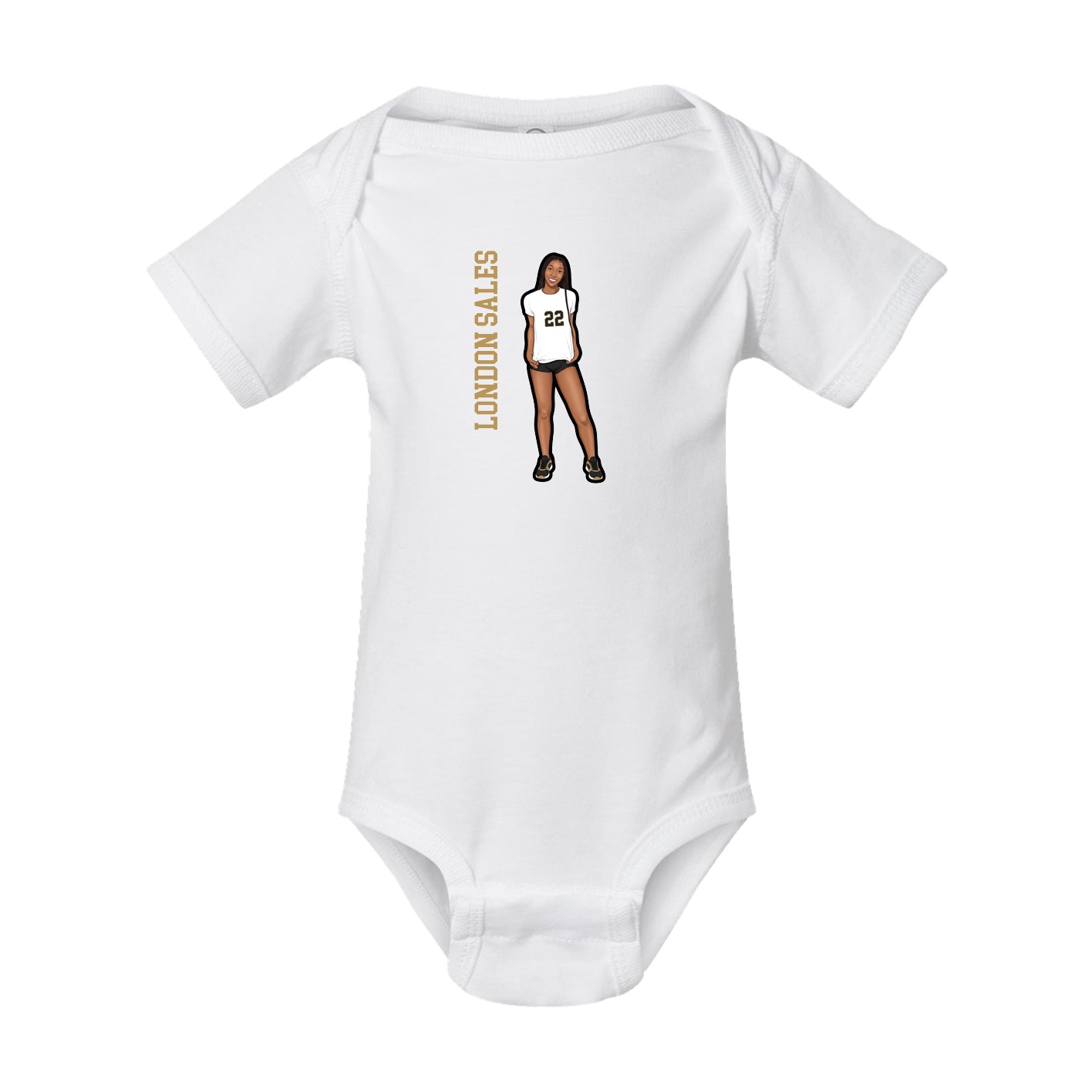 Baby Onesie — Name Vertical in White