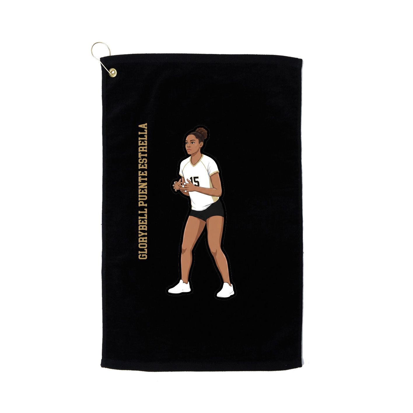 Golf Towel — Name Vertical in Black