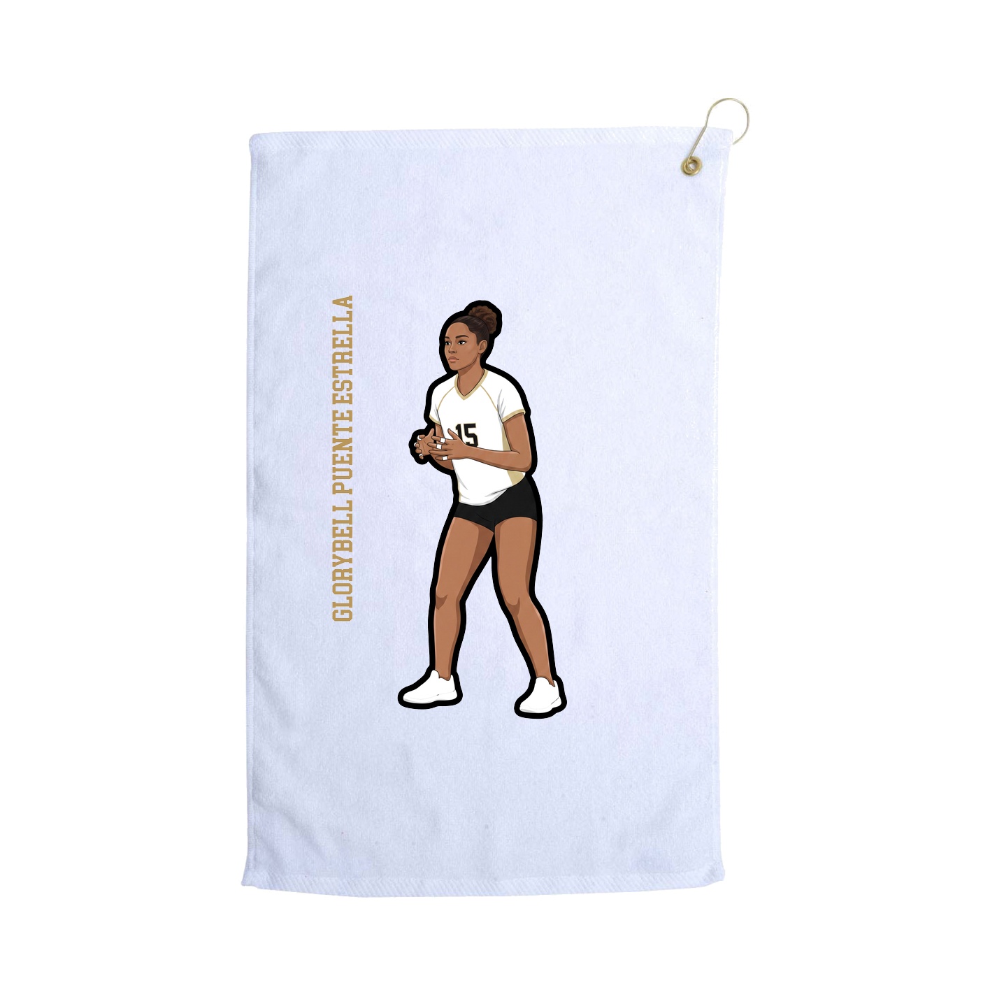 Golf Towel — Name Vertical in White