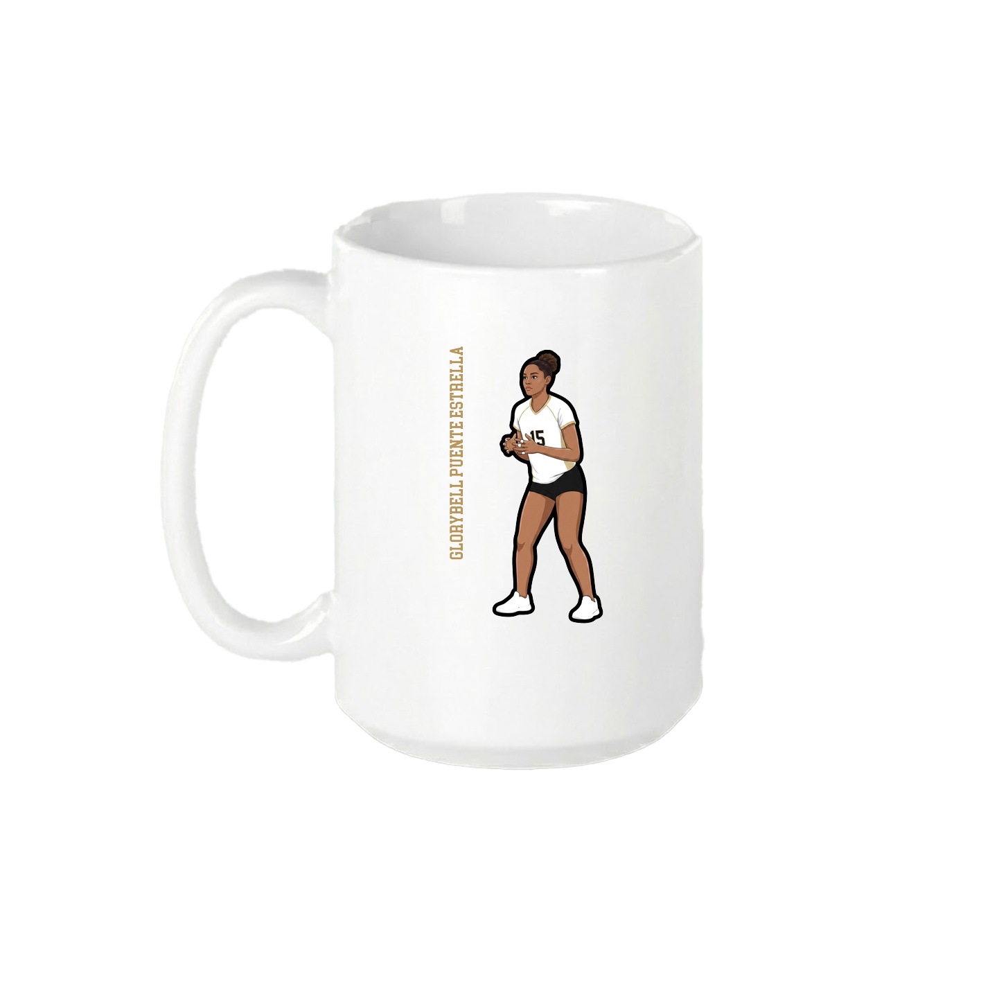 15oz Coffee Mug — Name Vertical in White