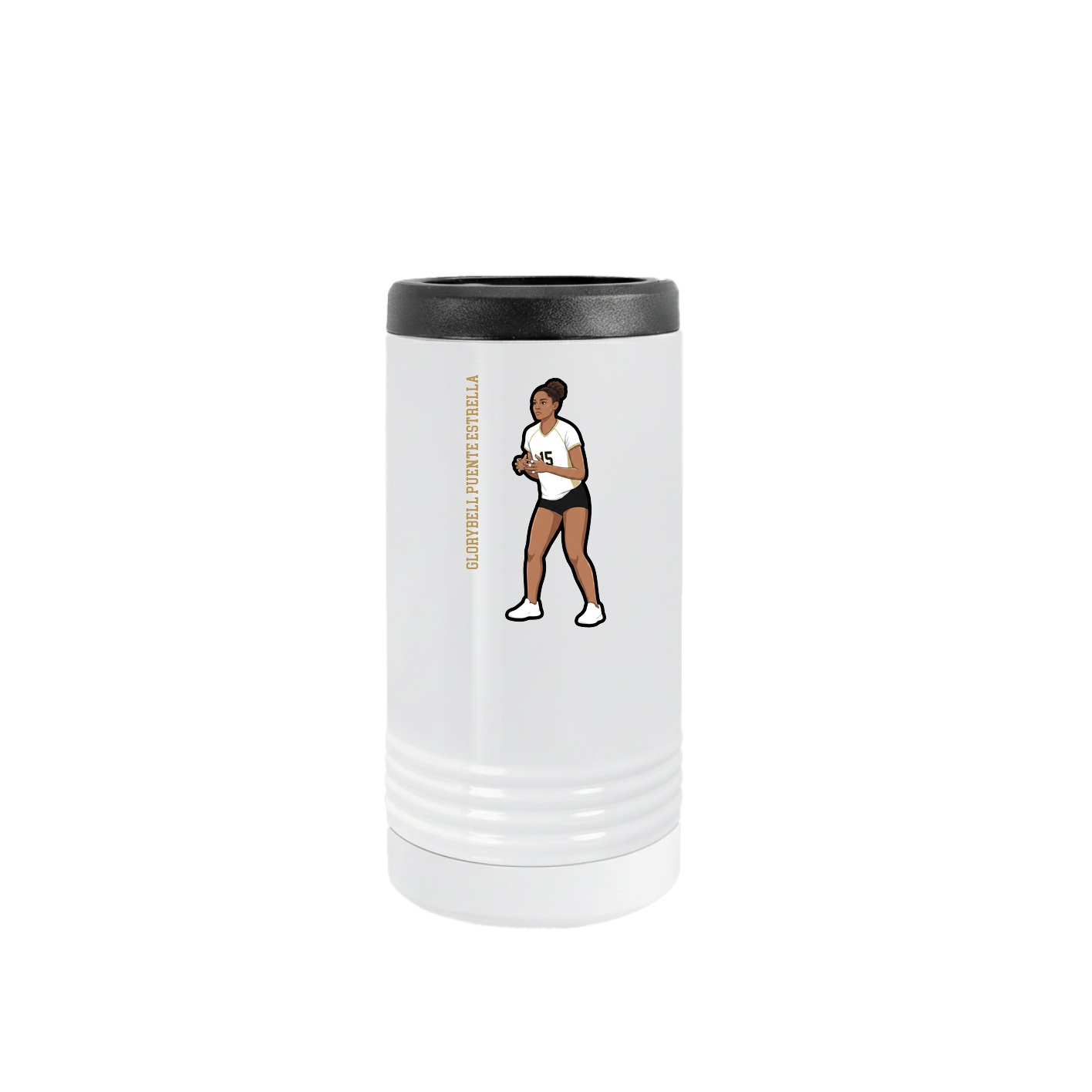 Slim Beverage Holder — Name Vertical in White