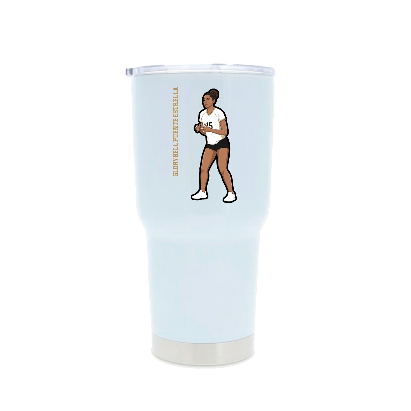 30oz Stainless Steel Tumbler — Name Vertical in White