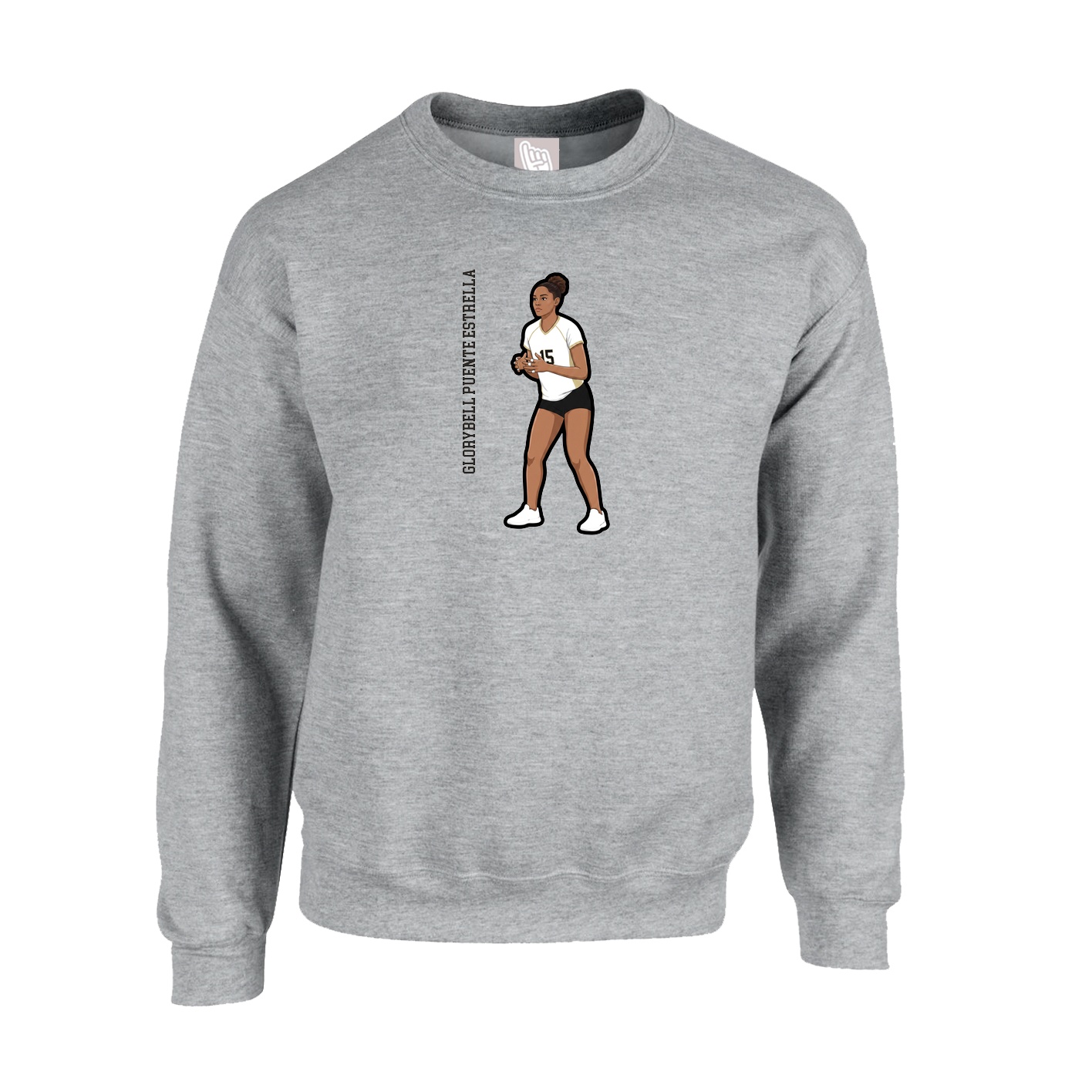 Fleece Crew — Name Vertical in Grey
