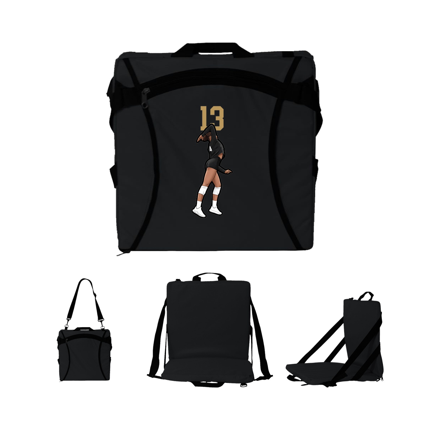 Folding Stadium Seat — Number Top in Black